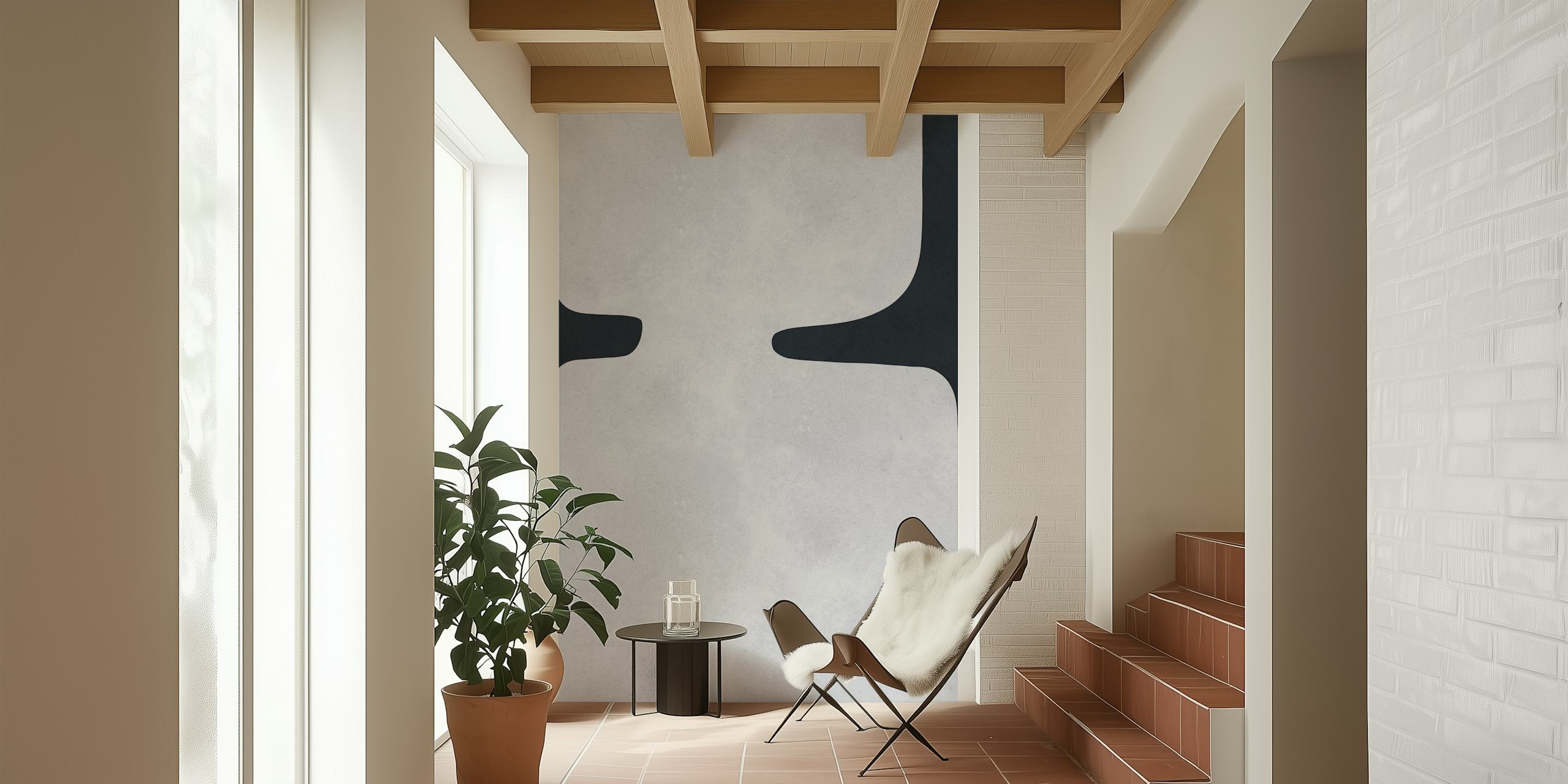 Papel de parede Black and white shapes em um quarto
