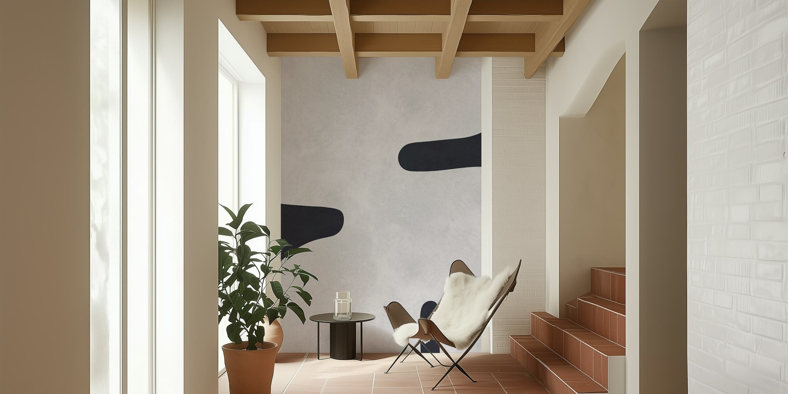 Ταπετσαρία Black and white shapes σε ένα δωμάτιο