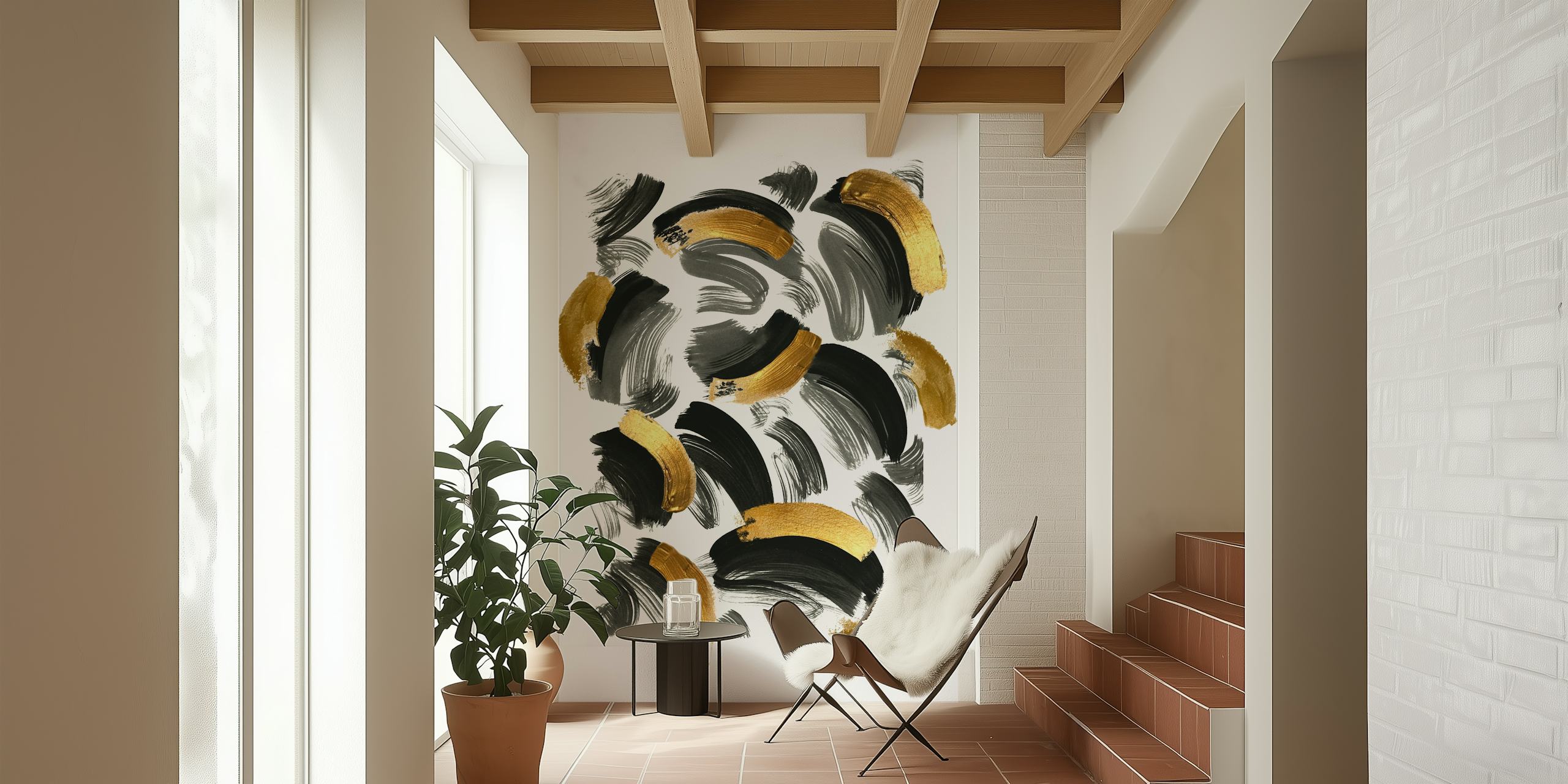 Paint Brush Art wallpaper in a room