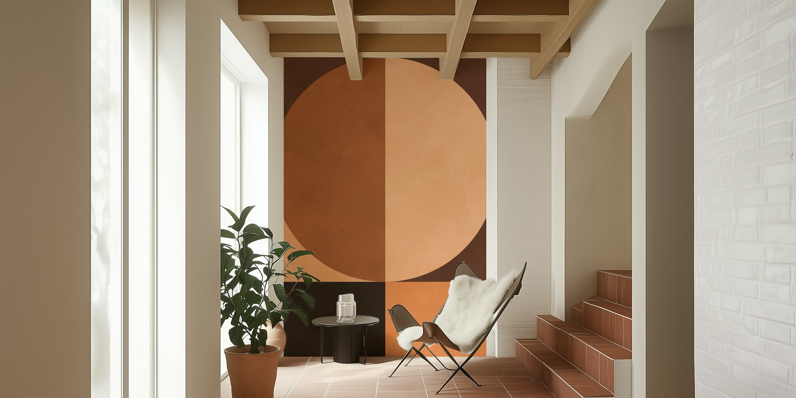Geometric pattern in shades of brown and tan wallpaper