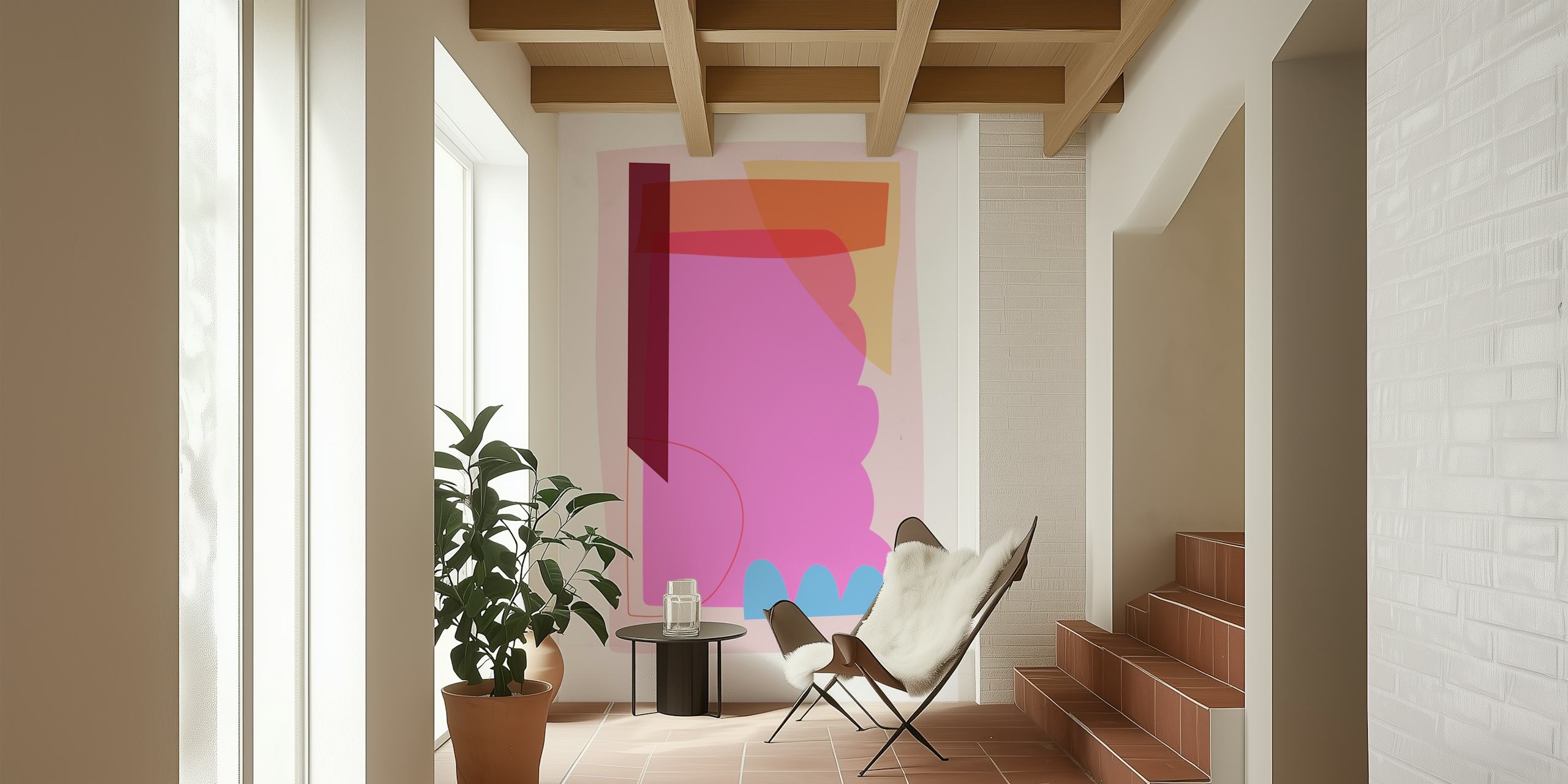 Collage No 5 behang in een modern interieur