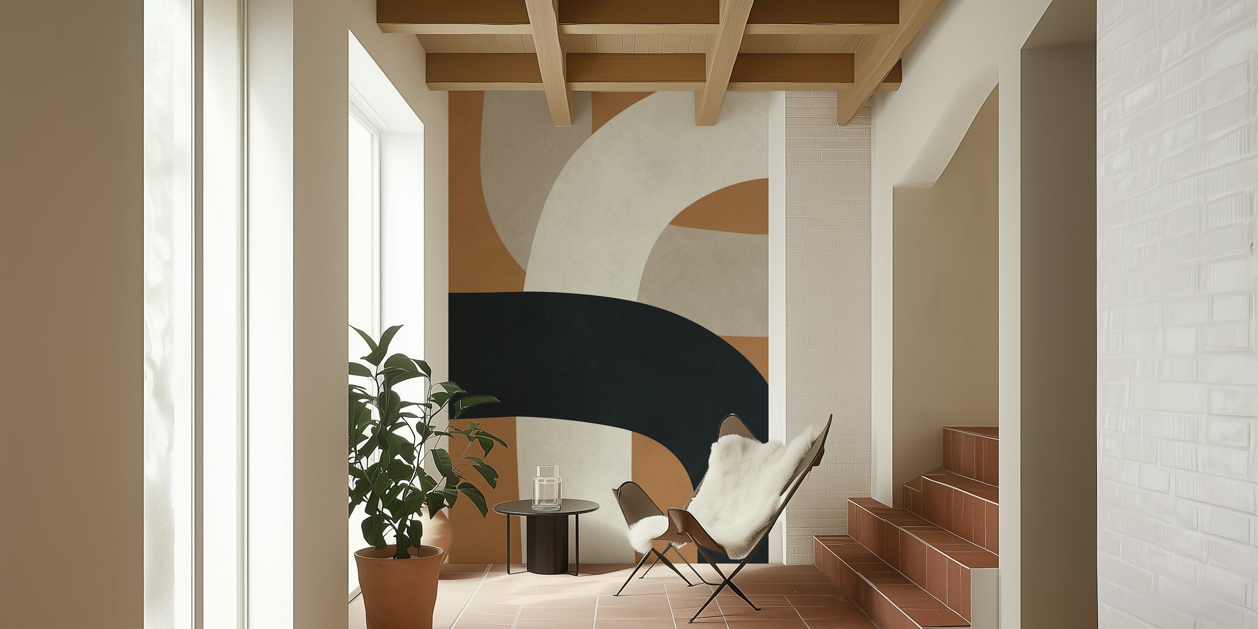 Elegant Curve Fusion behang in een kamer