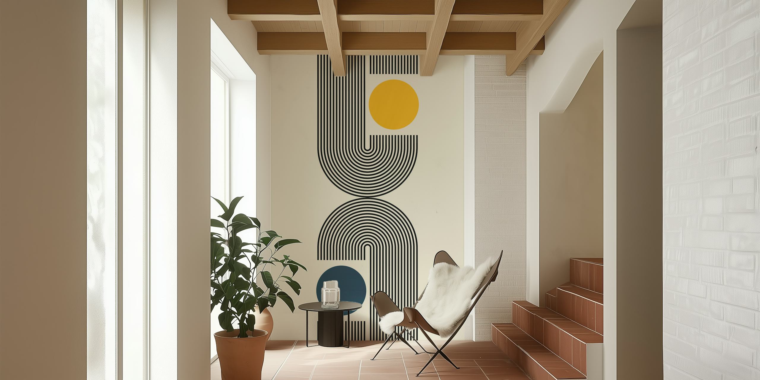 Geometric Solar Chic wallpaper in a room