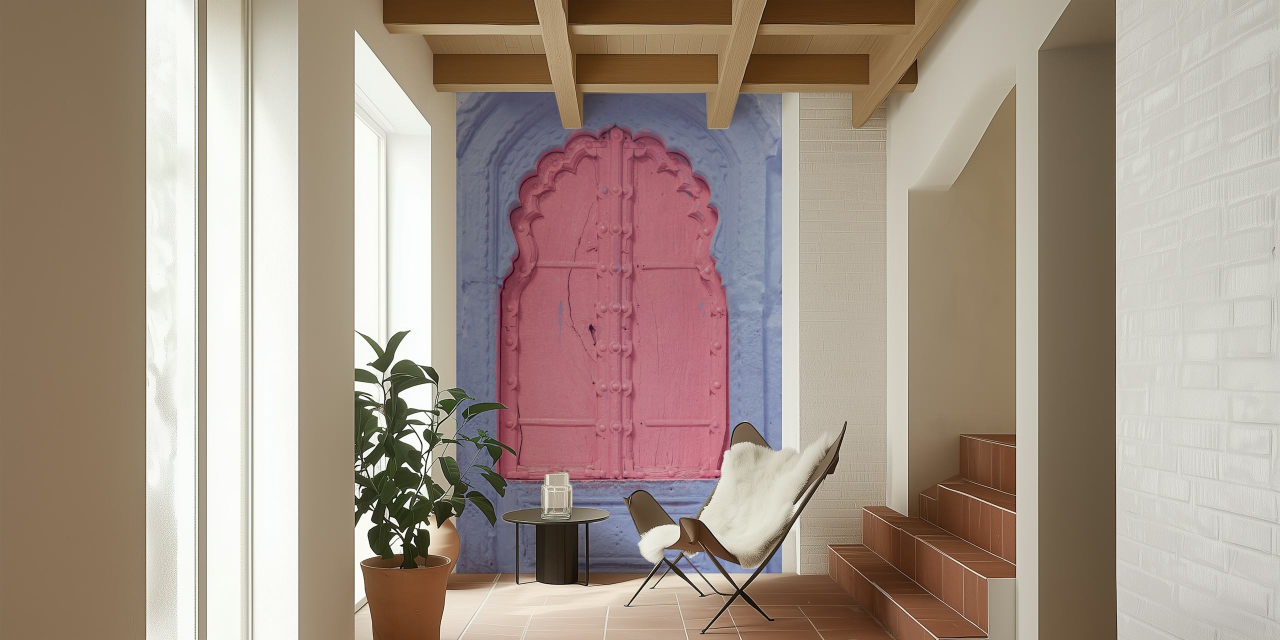 Pink window wallpaper en una habitación