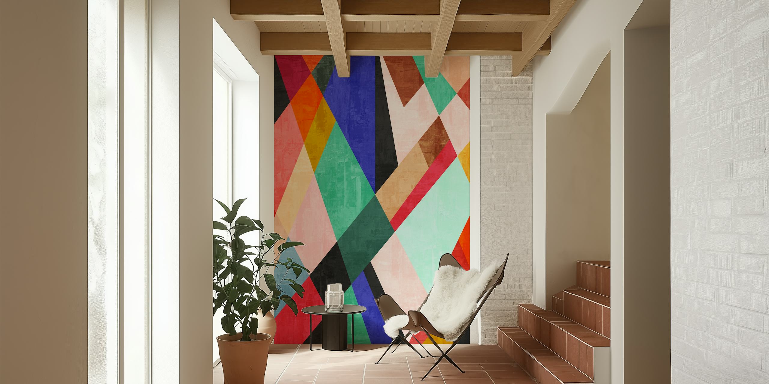 Colorful geometric triangle wallpaper design