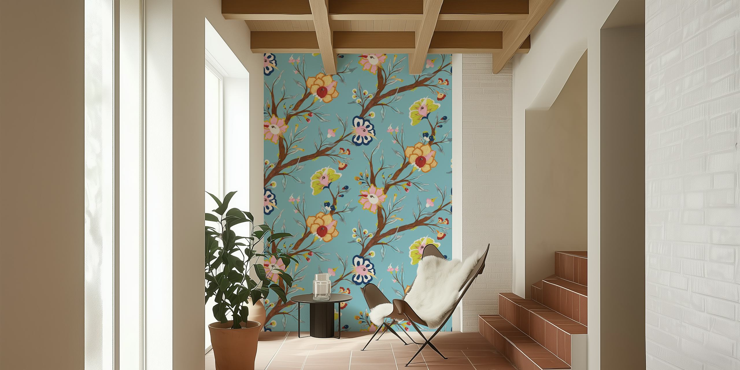 Bloemenbehangpatroon voor interieurontwerp