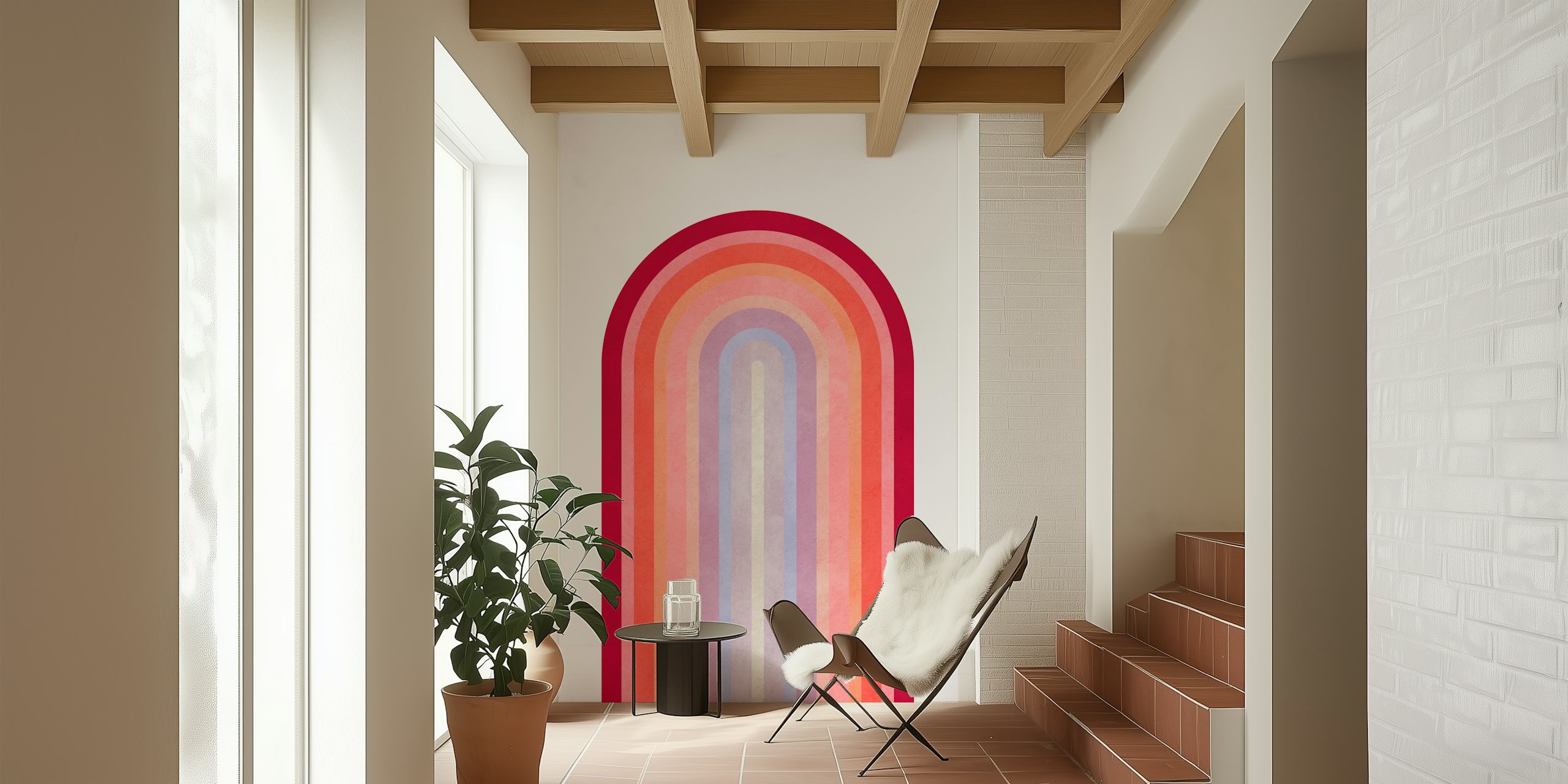 Expressive rainbow Tapete in einem Zimmer