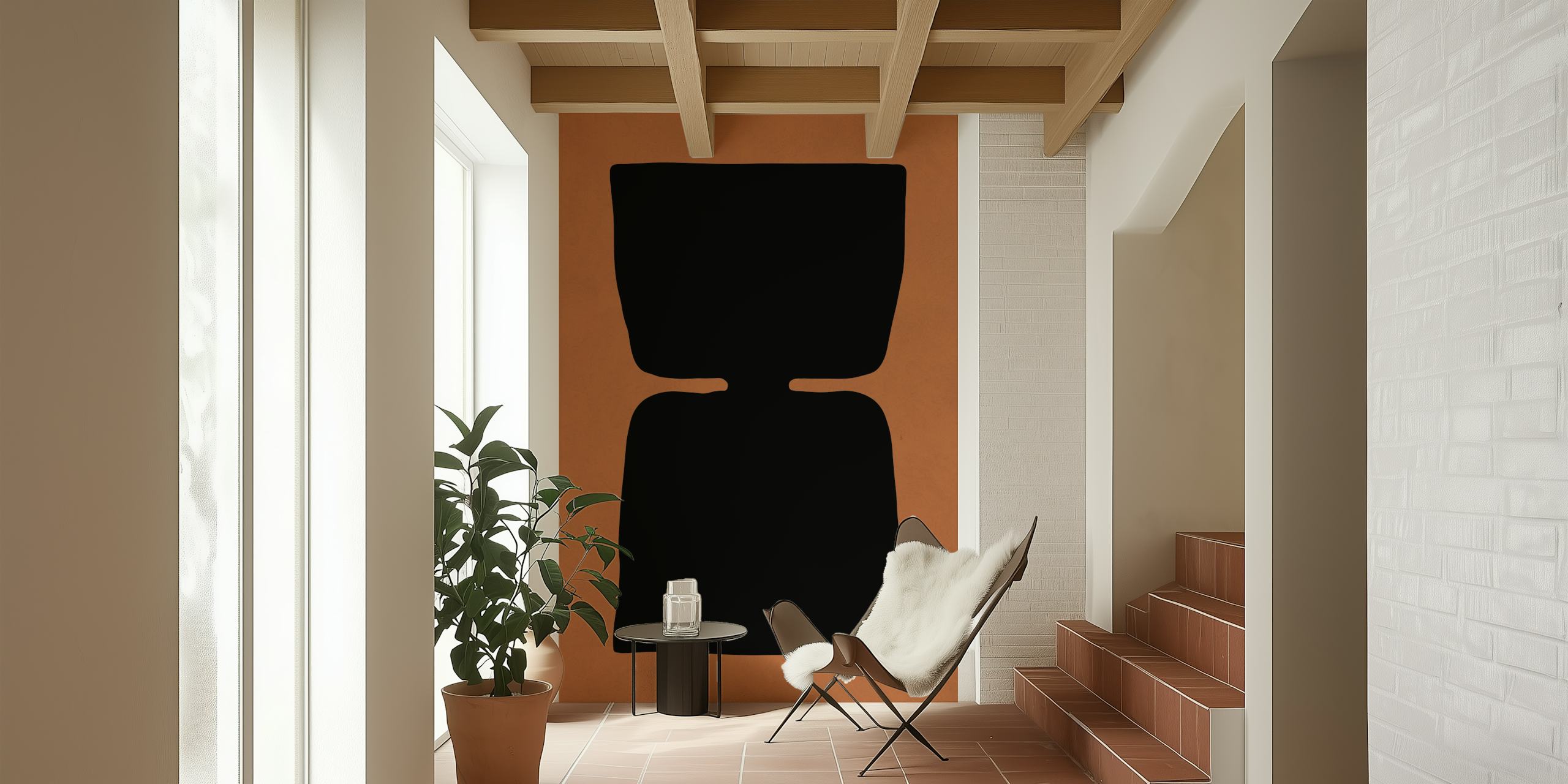 Tribal expressionist shapes tapetti huoneessa