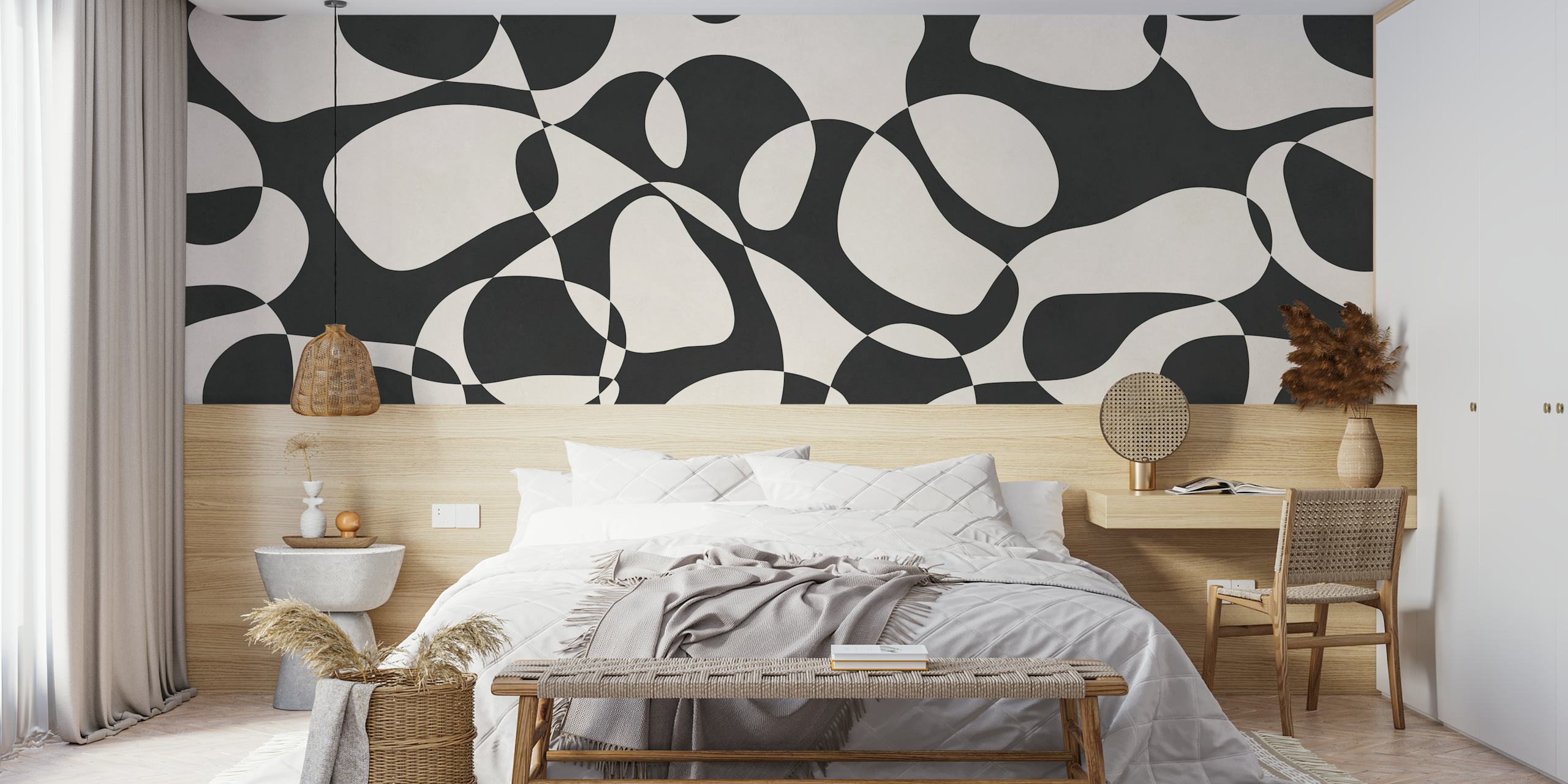 Ταπετσαρία Black and White Organic Flow σε ένα δωμάτιο
