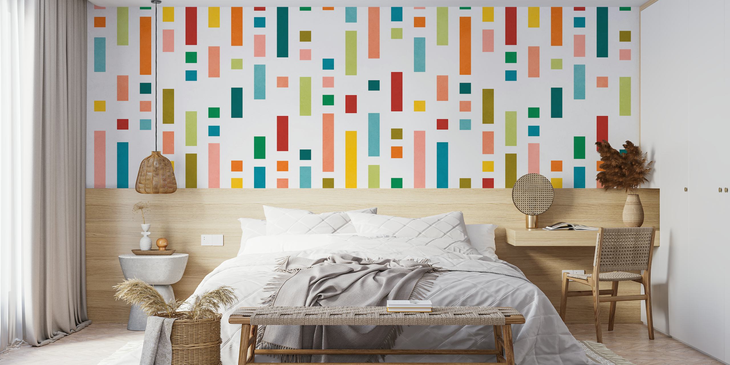 Colorful striped pattern in vibrant colors on white background wallpaper