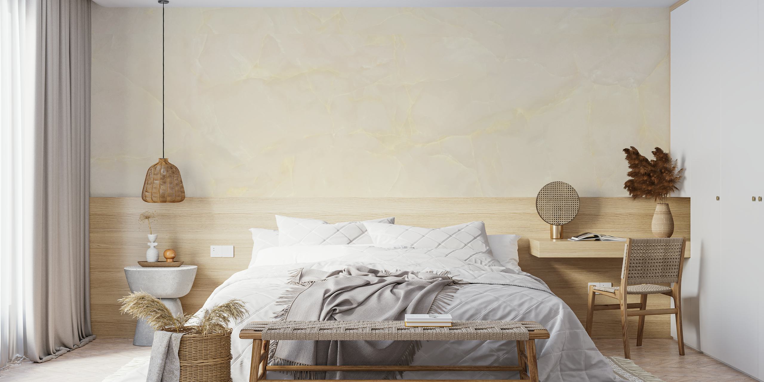 Cream marble texture with subtle gold veining wallpaper