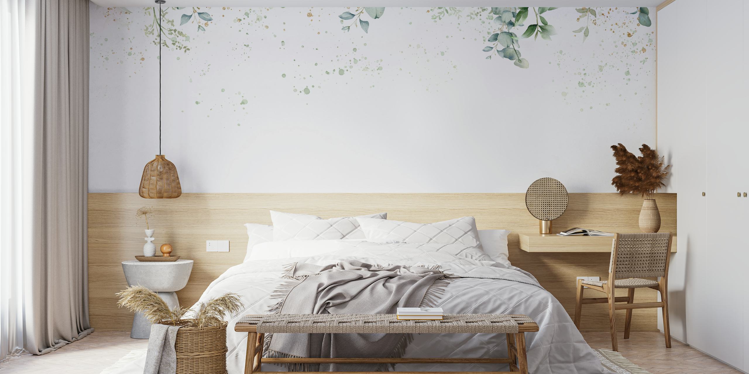 Eucalyptus leaves tapet i et rom