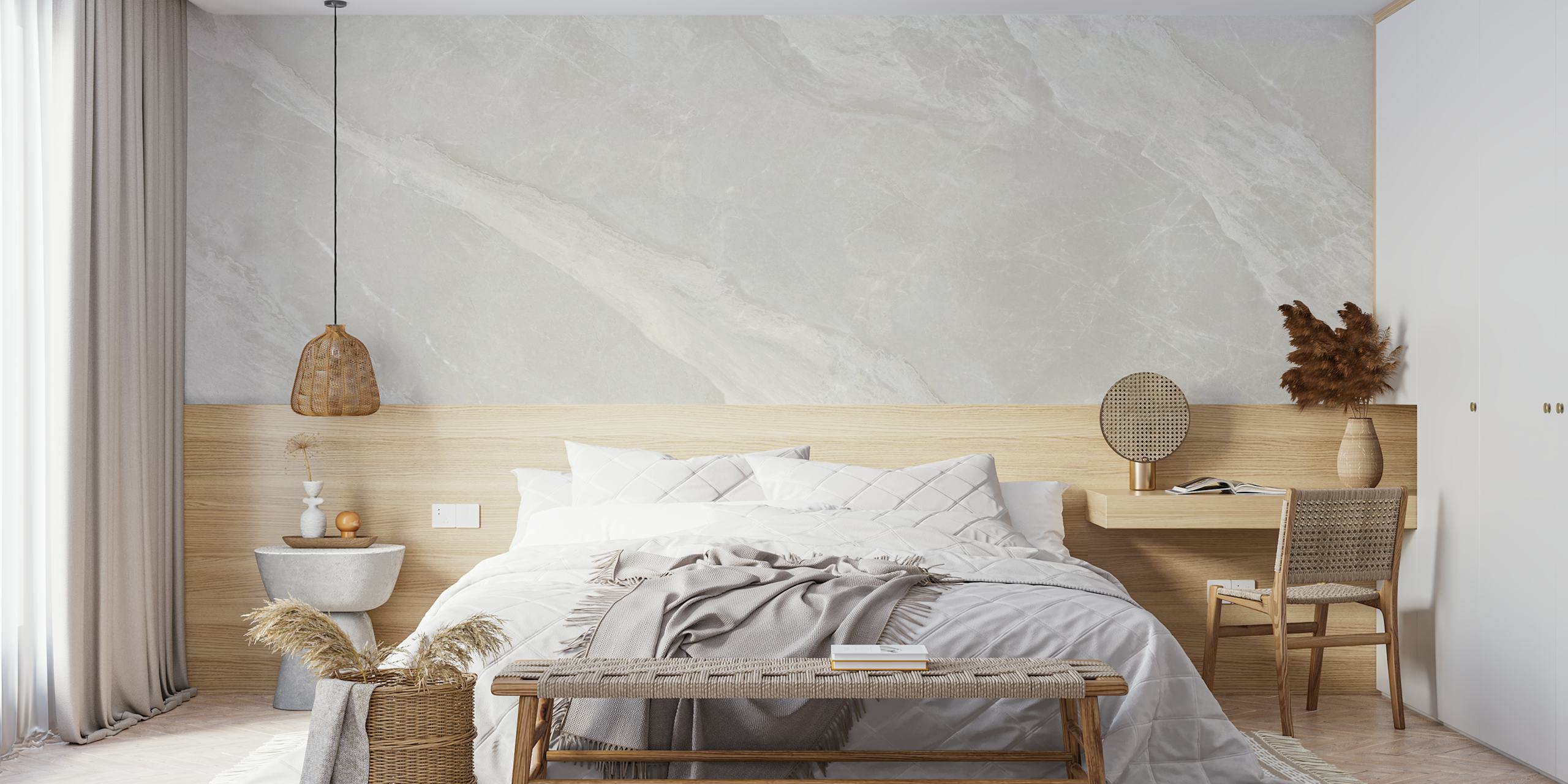 Silver Travertine Marble-tapet i ett rum