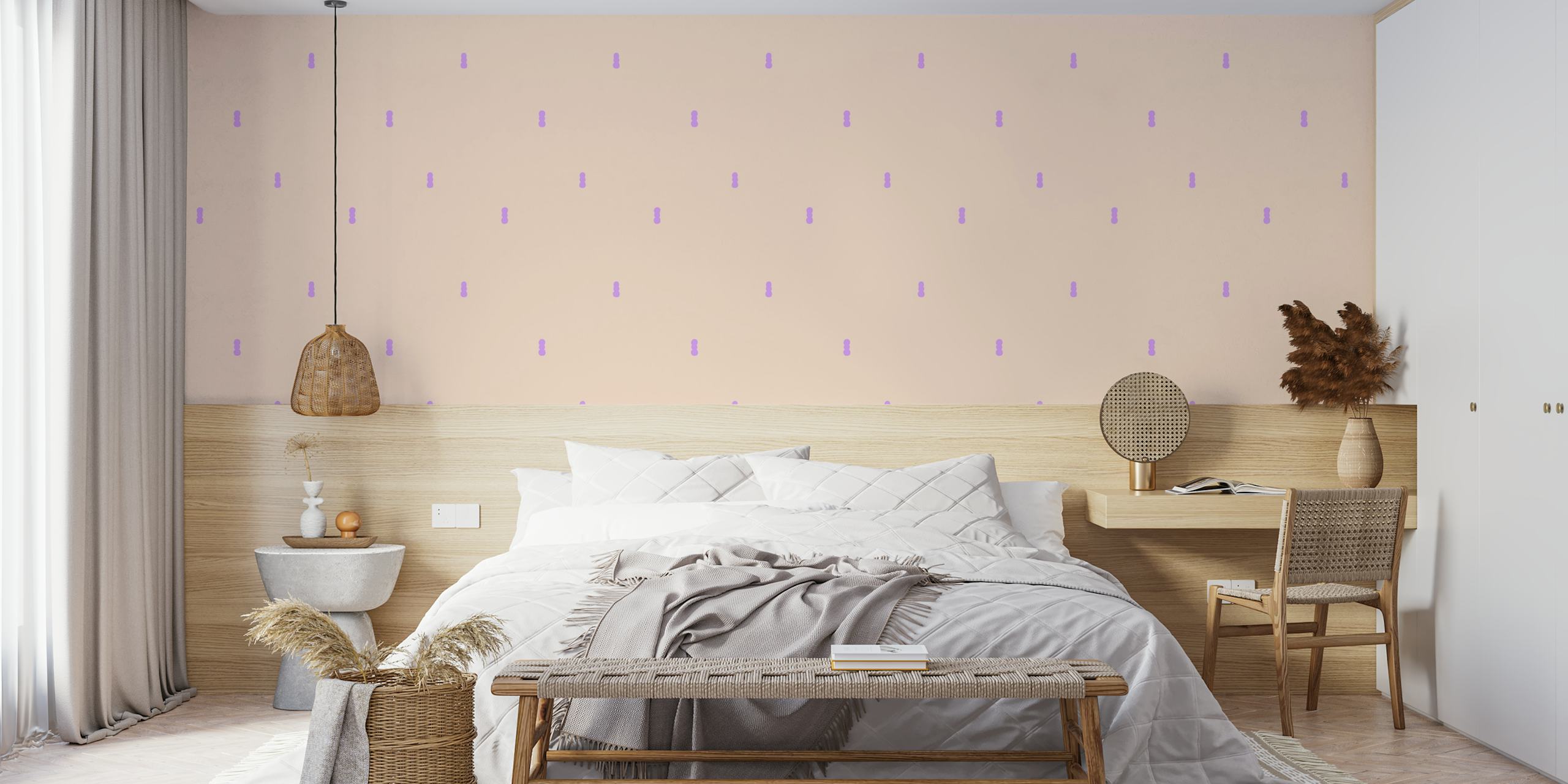 Pastel-colored wall mural with purple raindrop accents from Happywall