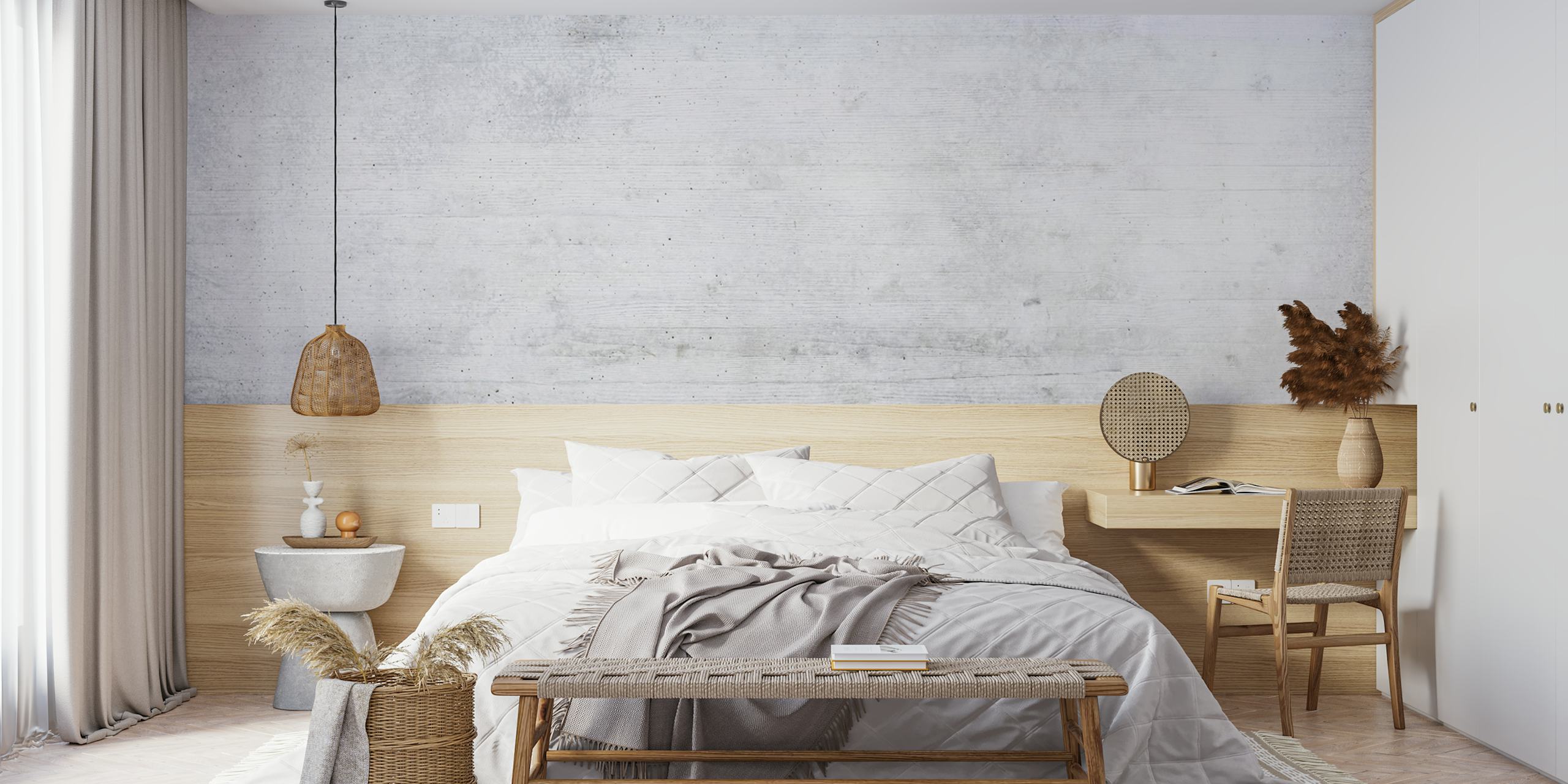 Textured white concrete wallpaper with grainy finish