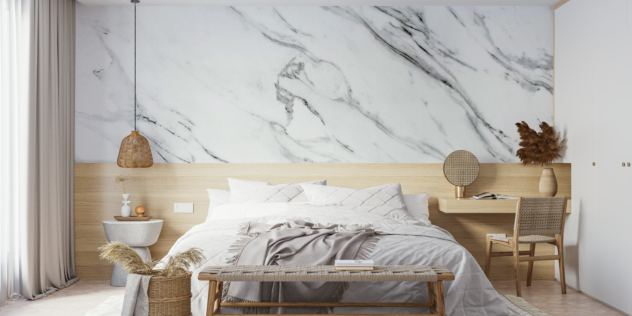 Marble White wallpaper displayed in a room