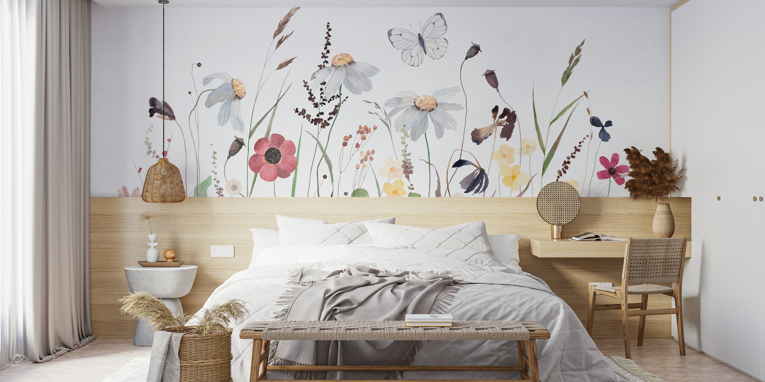 Wildflowers watercolor tapeta u sobi