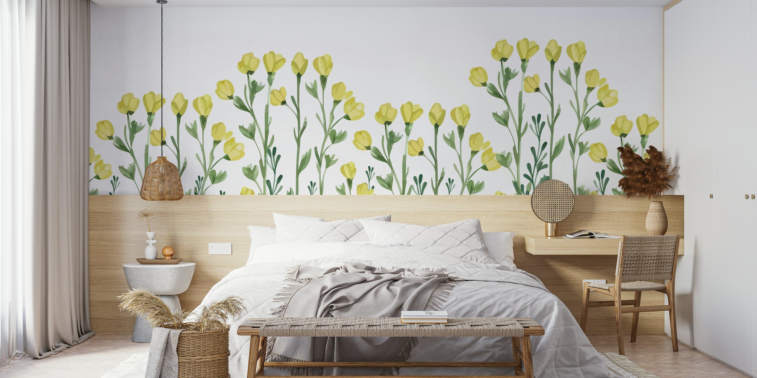 Tapeta kwiatowa z żółtymi Flowers