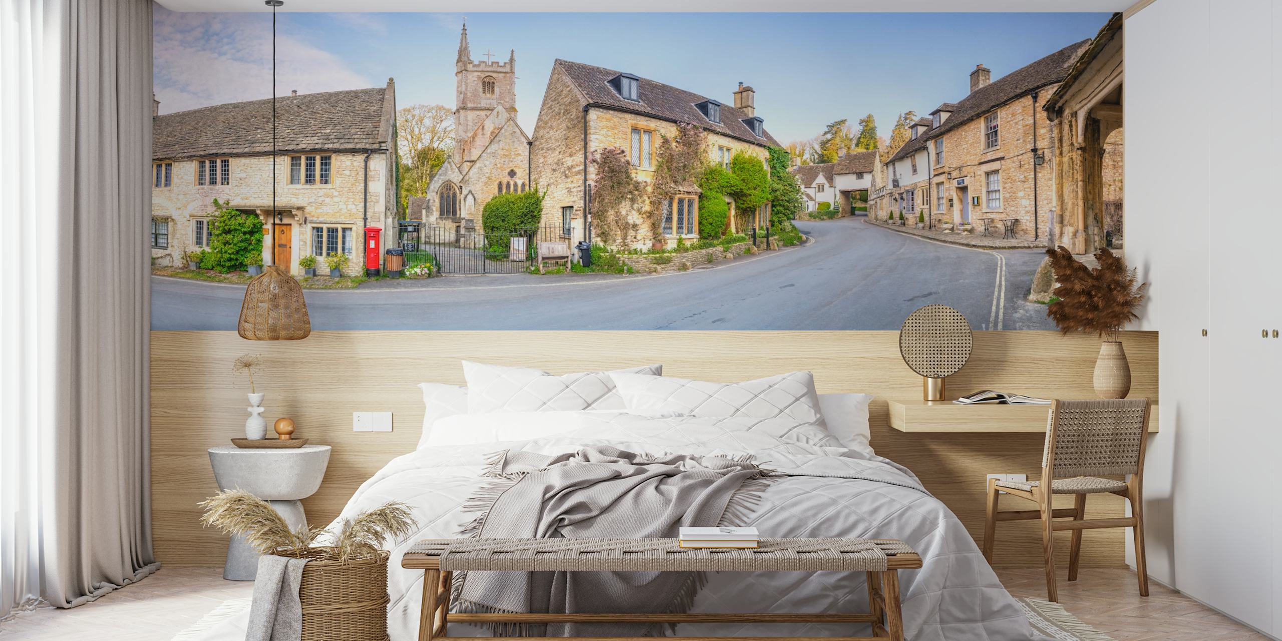 Engelsk landskap tapetdesign i et rom