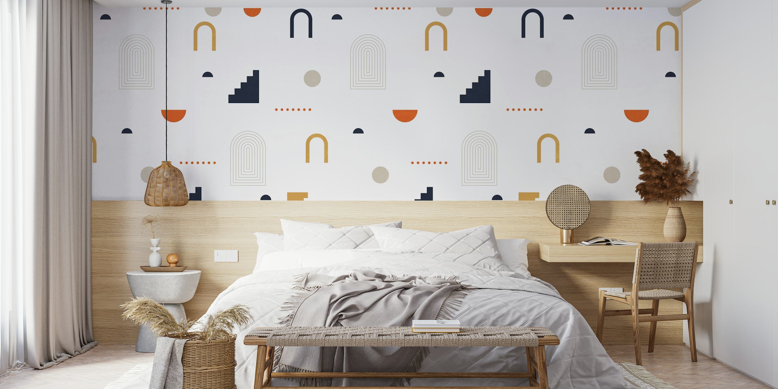 Mid Century Bauhaus Minimalist Geometric Shapes Wall Mural