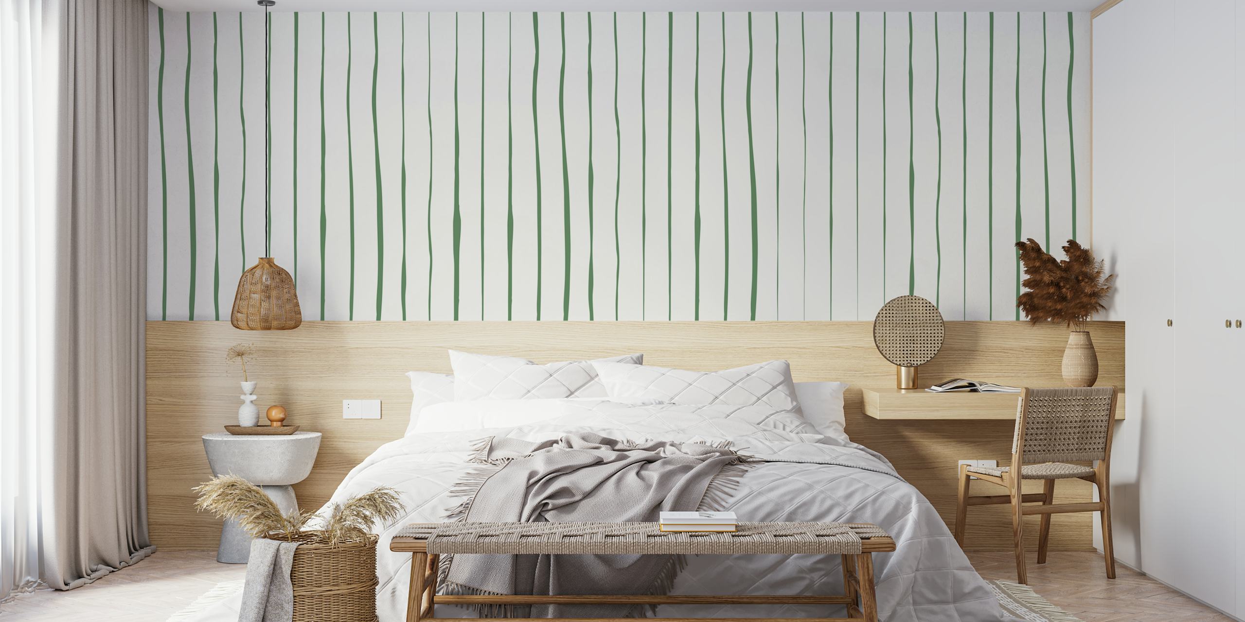 Ταπετσαρία Line Green Σε Μια Στυλάτη Αίθουσα