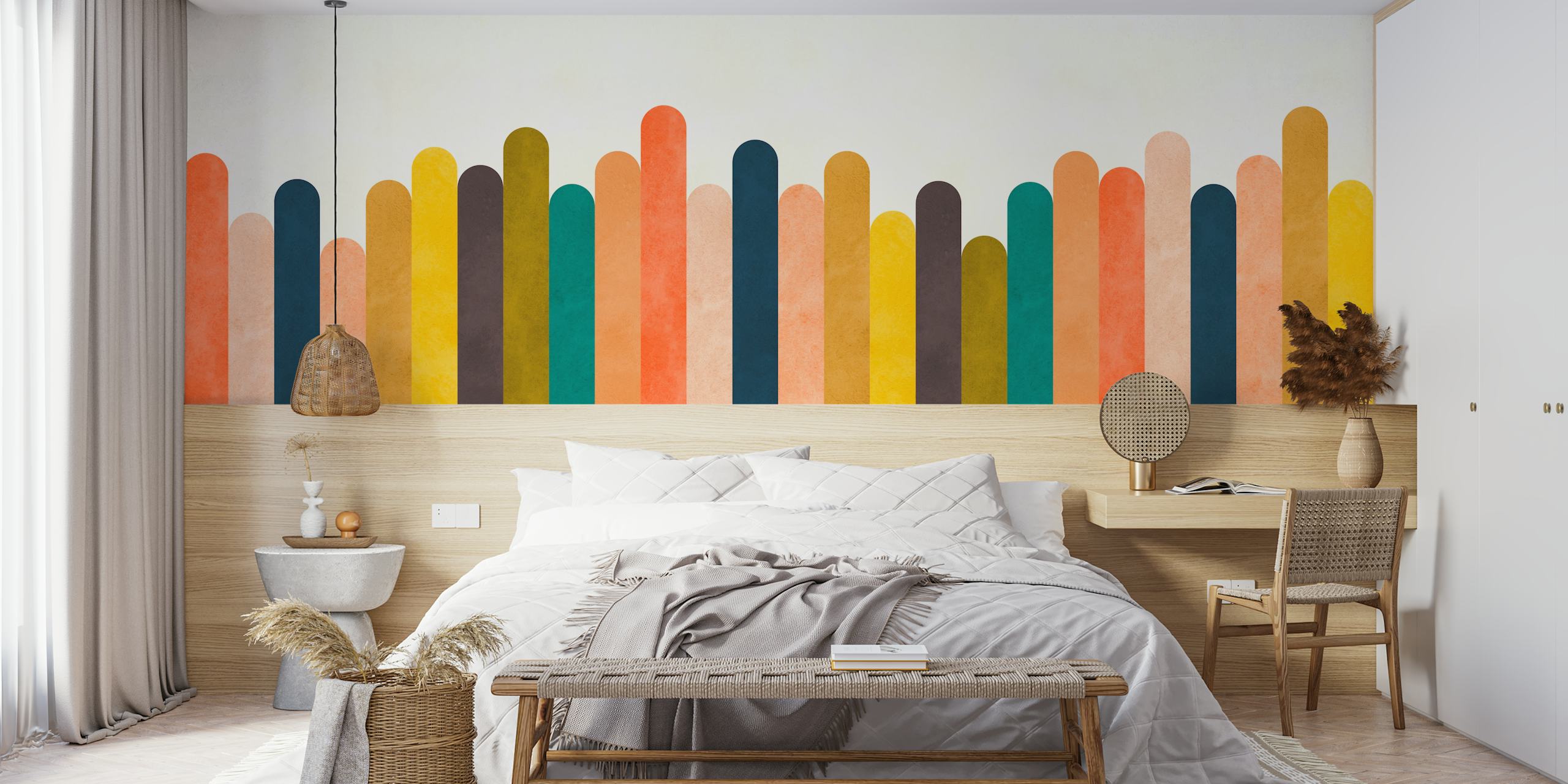 Design tapety Colorful arches w pokoju