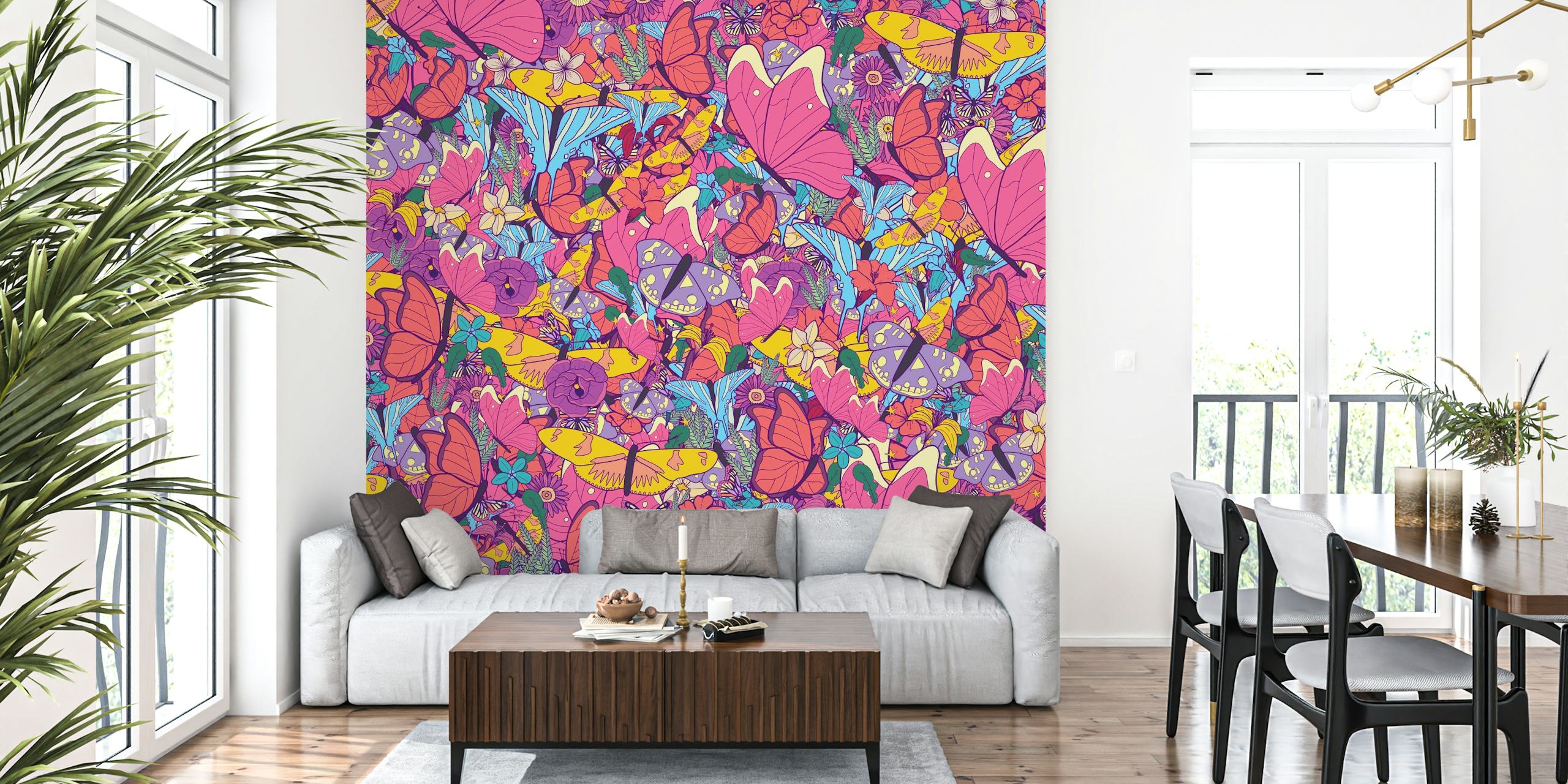 Spring butterflies wallpaper in a colorful design