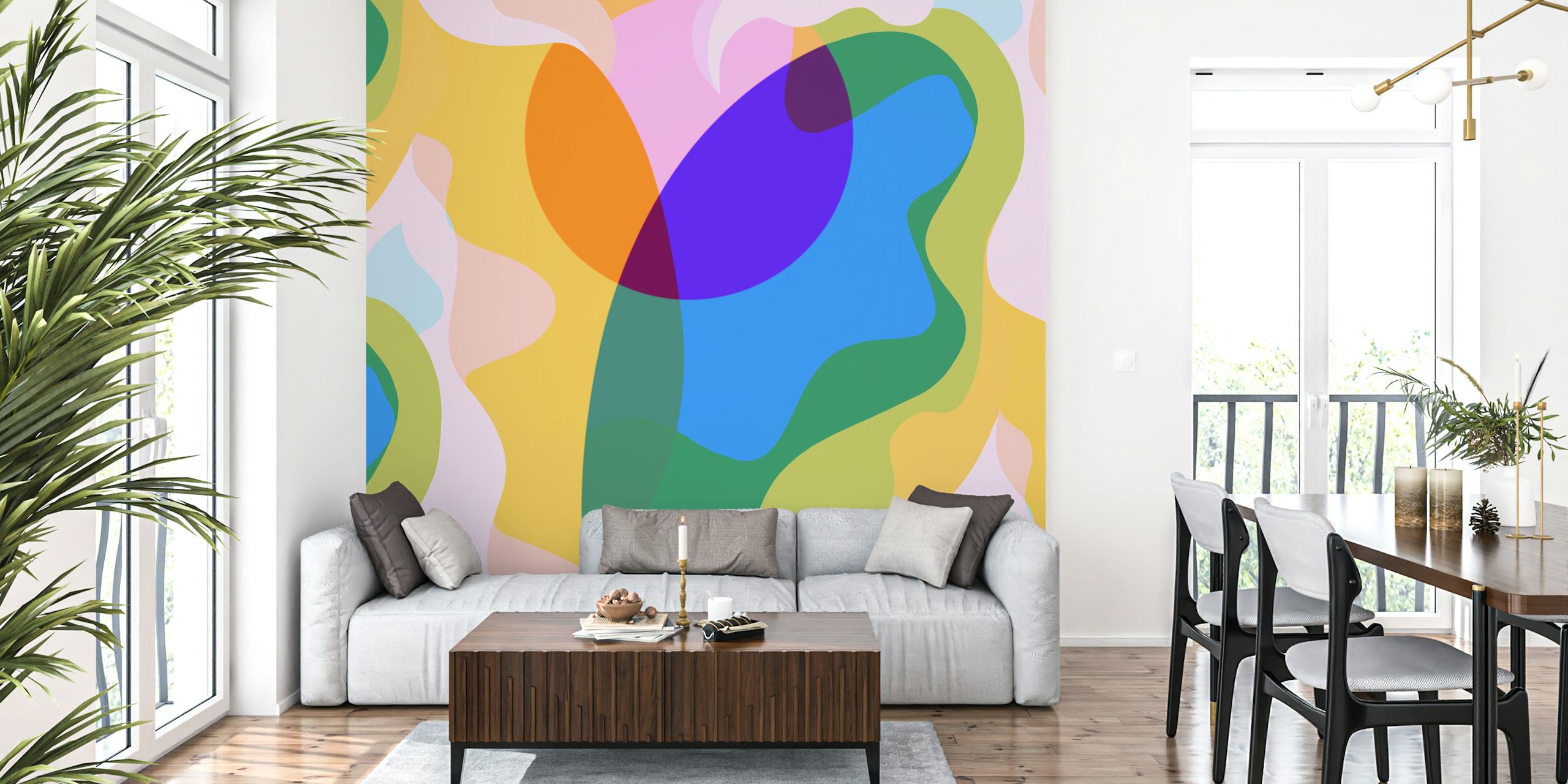 Saturated Shapes Square papier peint dans une pièce