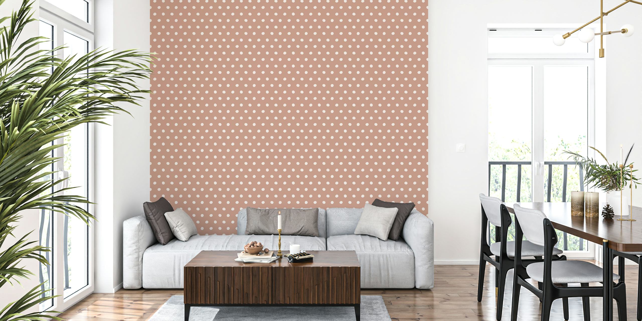 Ταπετσαρία Wonky Dots_brown σε ένα δωμάτιο