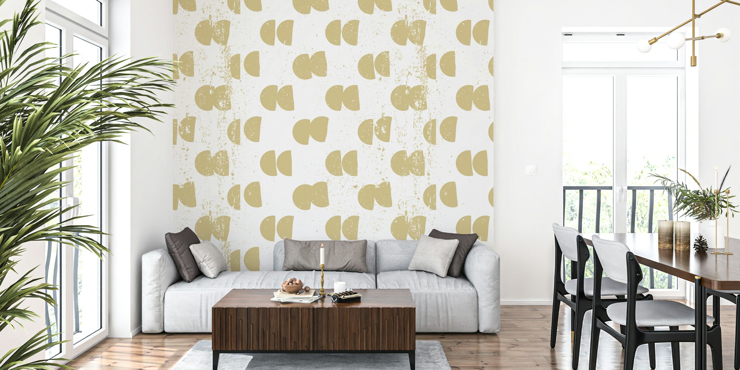 Gold geometric semi-circles pattern wallpaper
