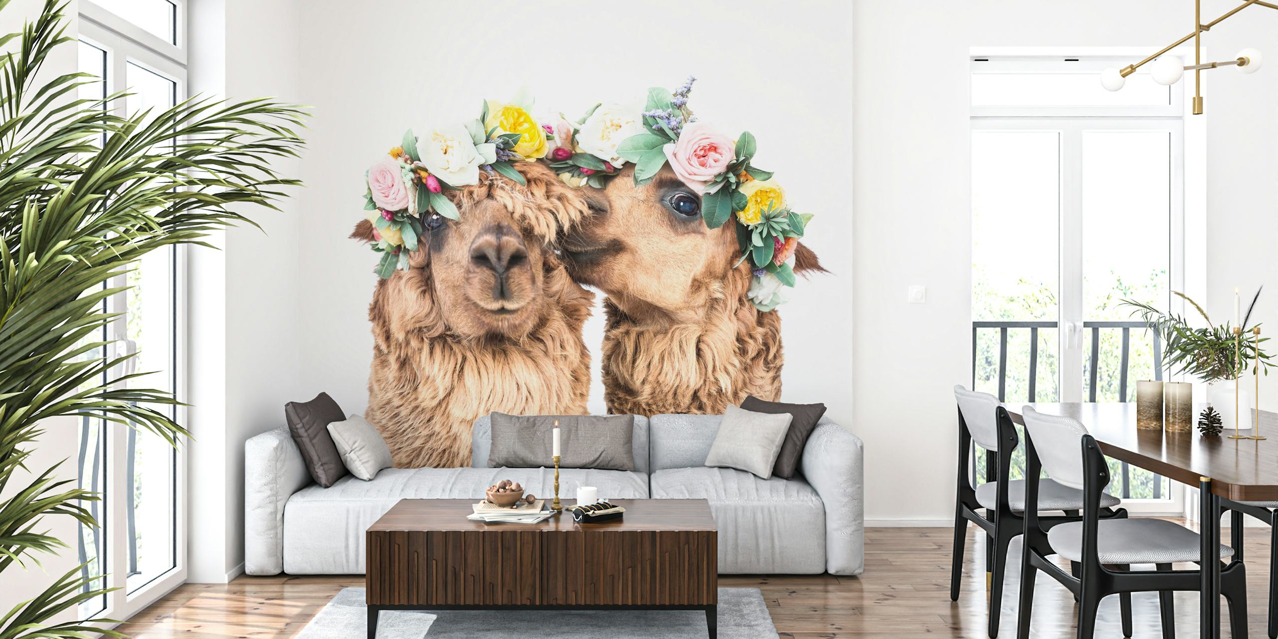 Papier peint Boho Llamas dans une pièce