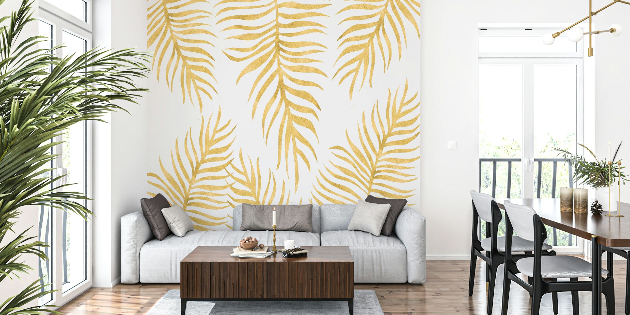 Immagine del design della carta da parati Fern Pattern Gold di Happywall