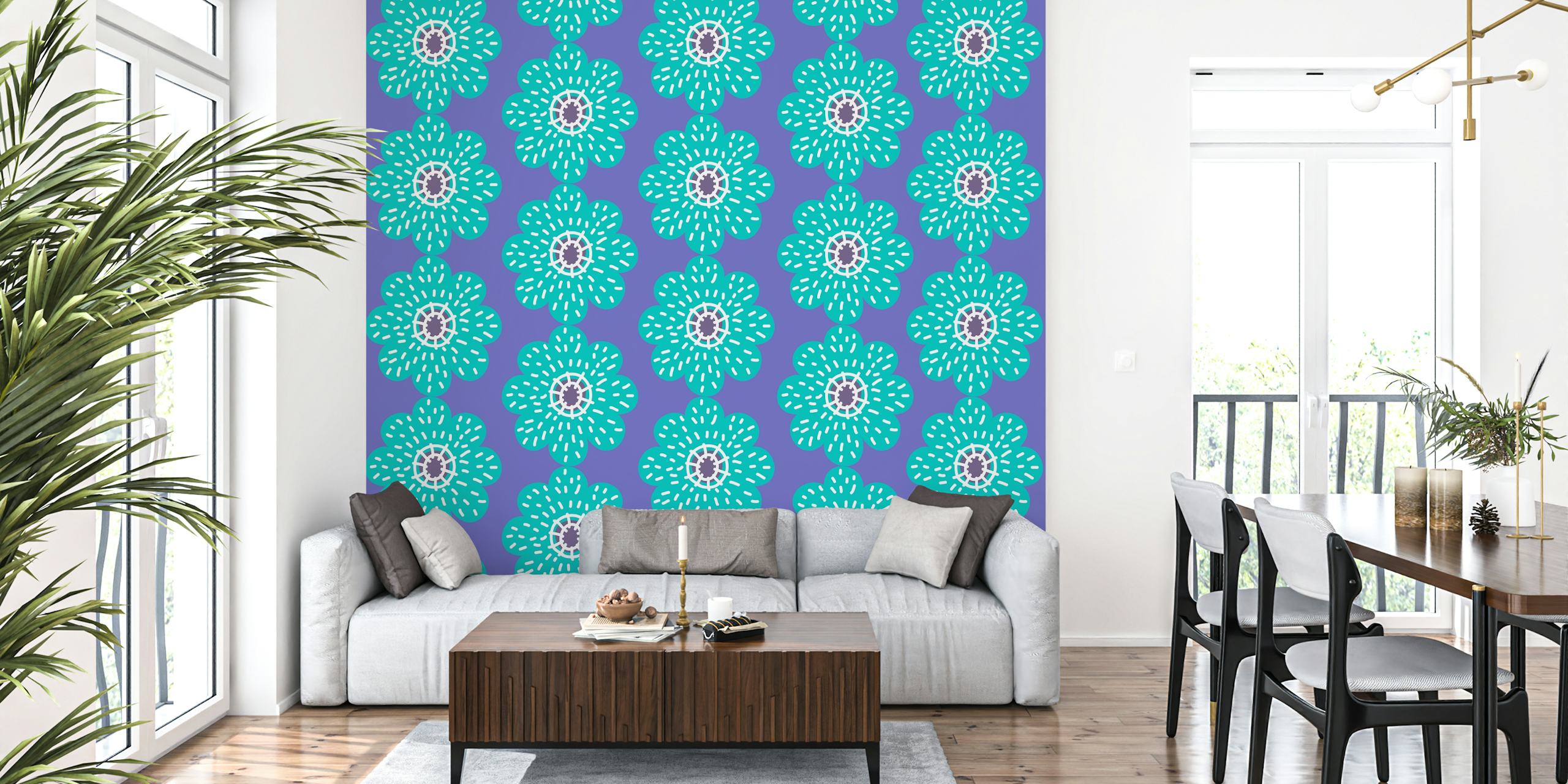 Aqua Green Violet Very Peri σχέδιο ταπετσαρίας