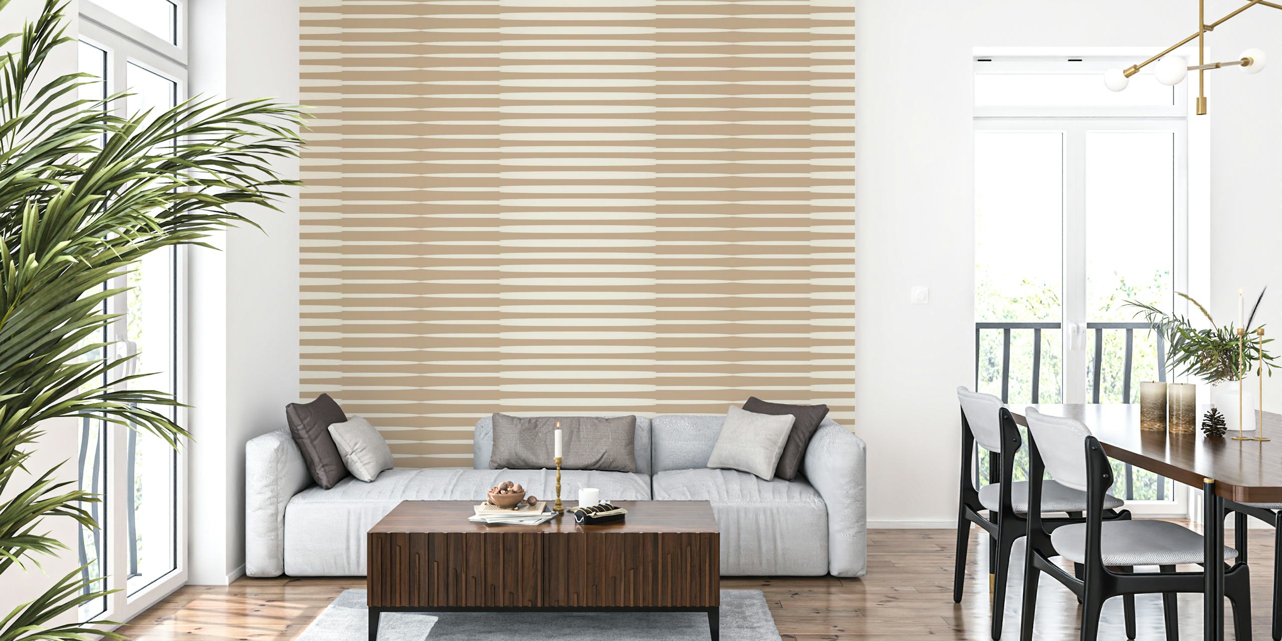 Ταπετσαρία Japan Minimalist Beige σε ένα δωμάτιο