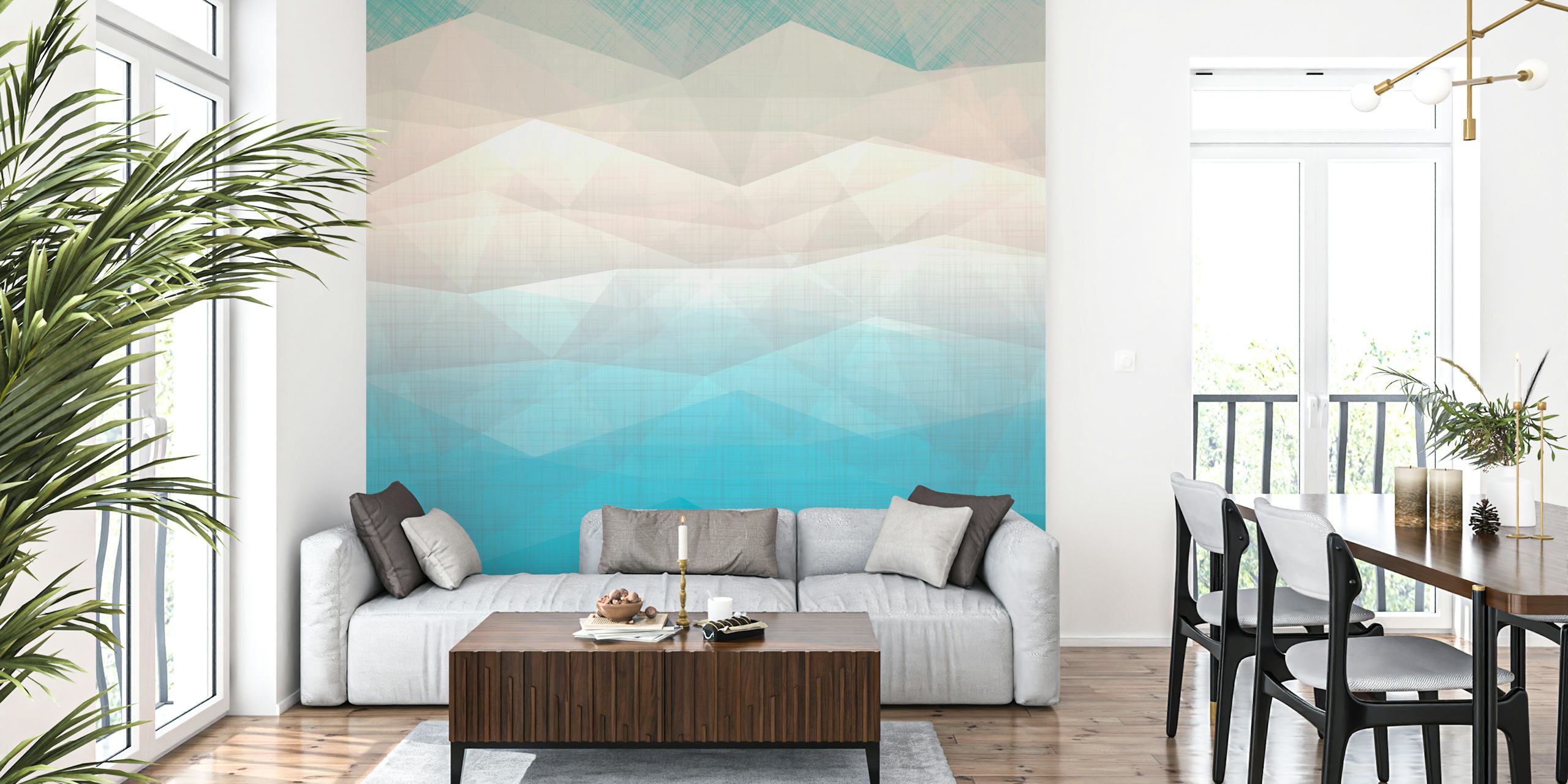 Mid Century Geo Minimalist behang in een kamer