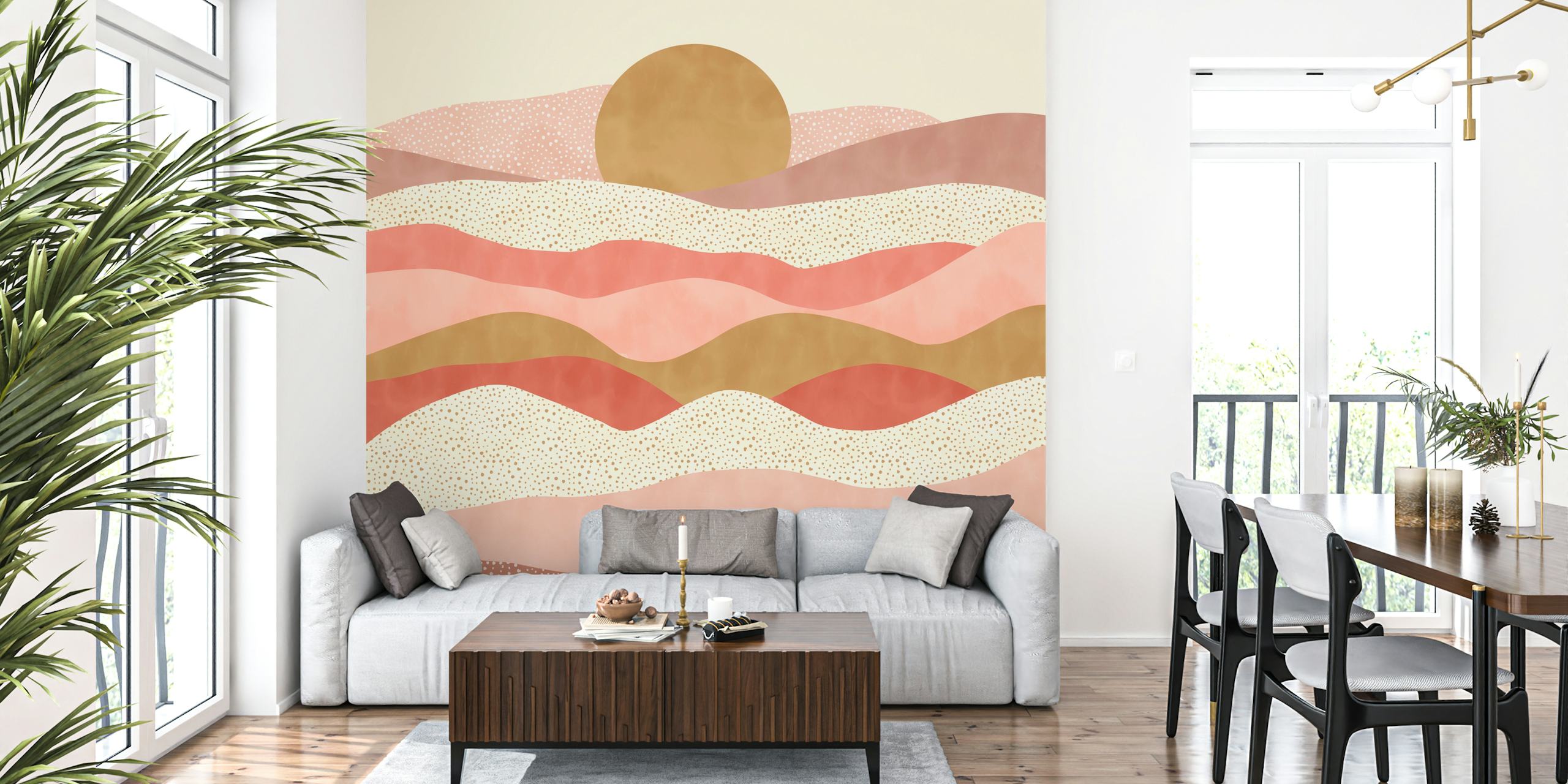 Sunset in the dunes wallpaper in a room
