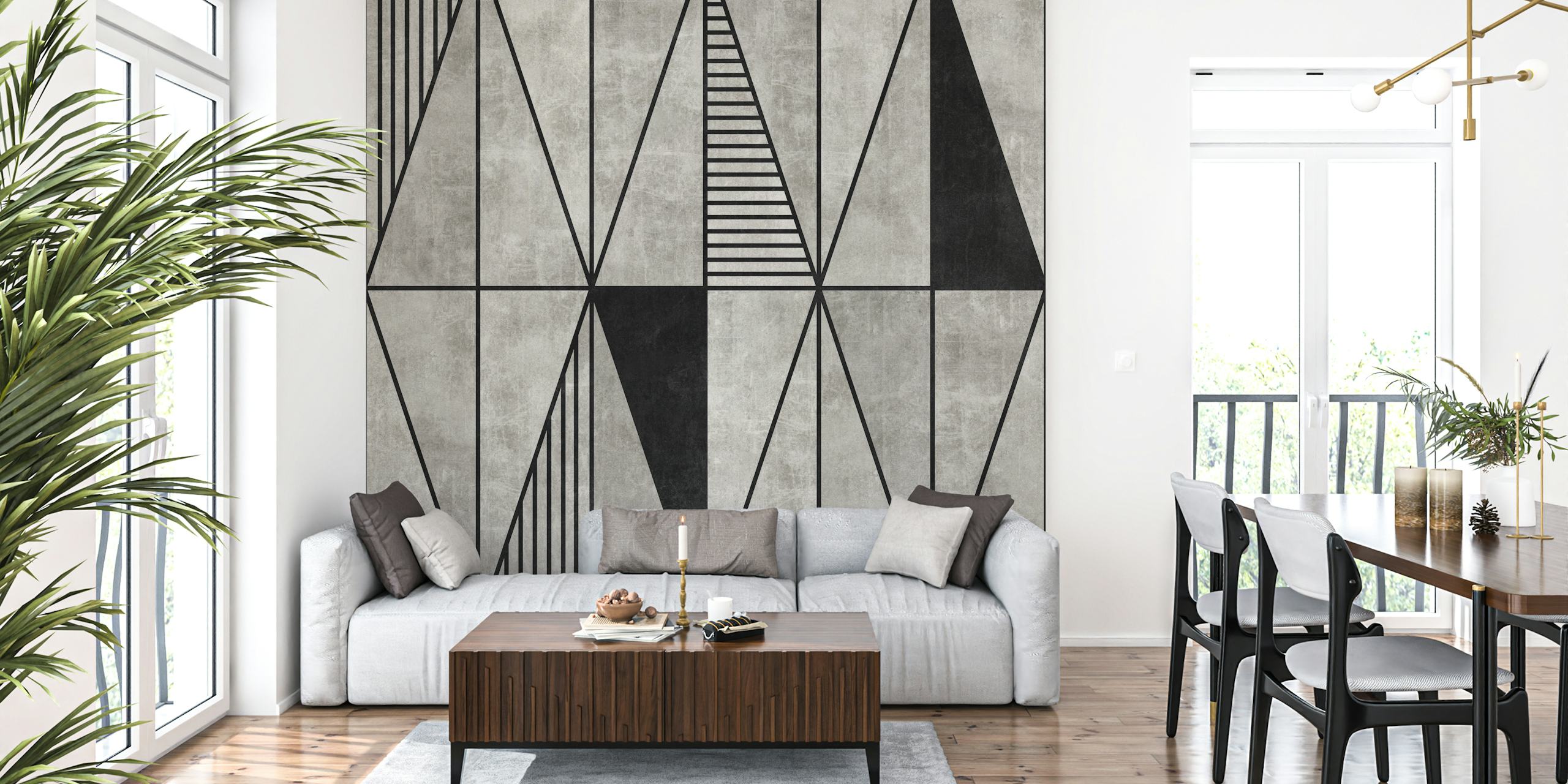 Papier peint Concrete Triangles dans une pièce moderne