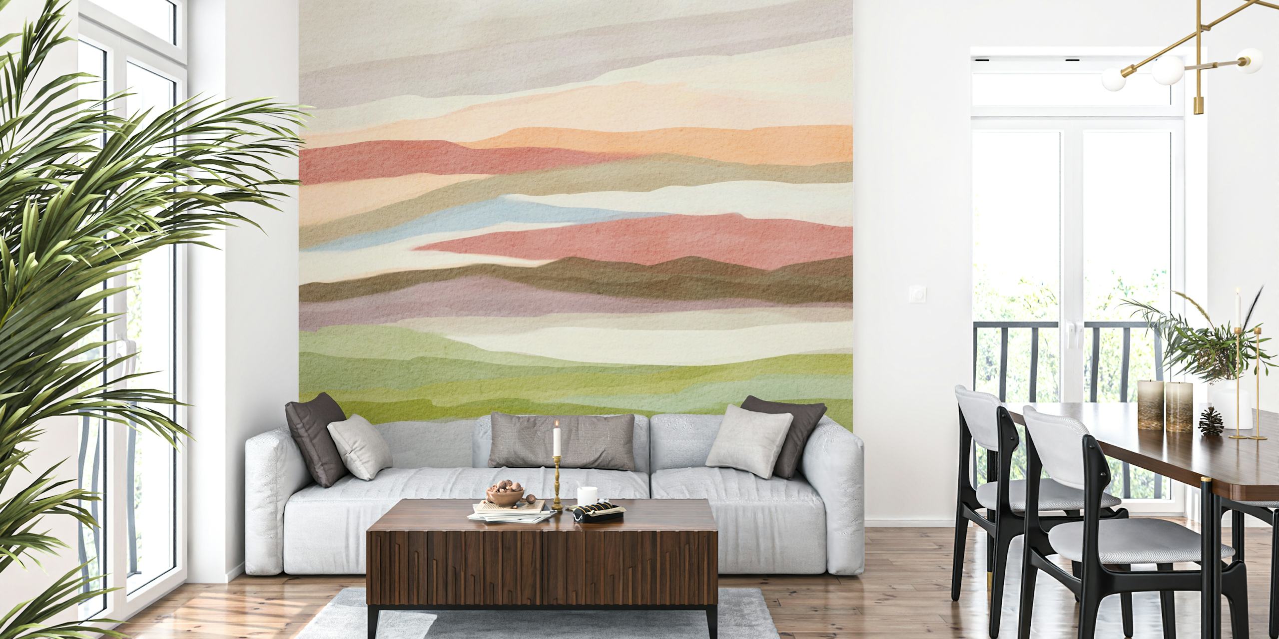 Serenity Striped Vista wallpaper in a room