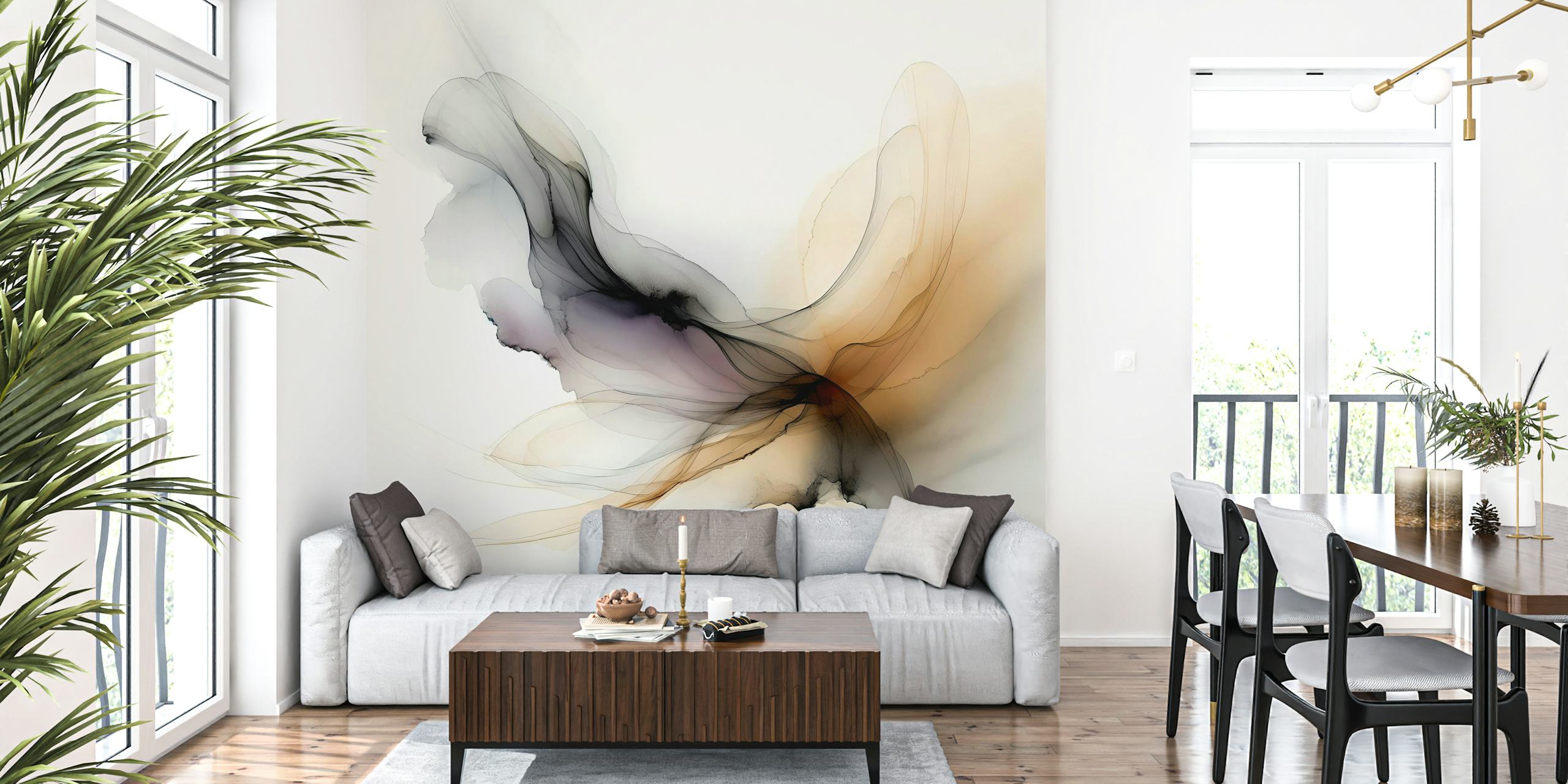 Dreamy Ink Flow wallpaper in a room