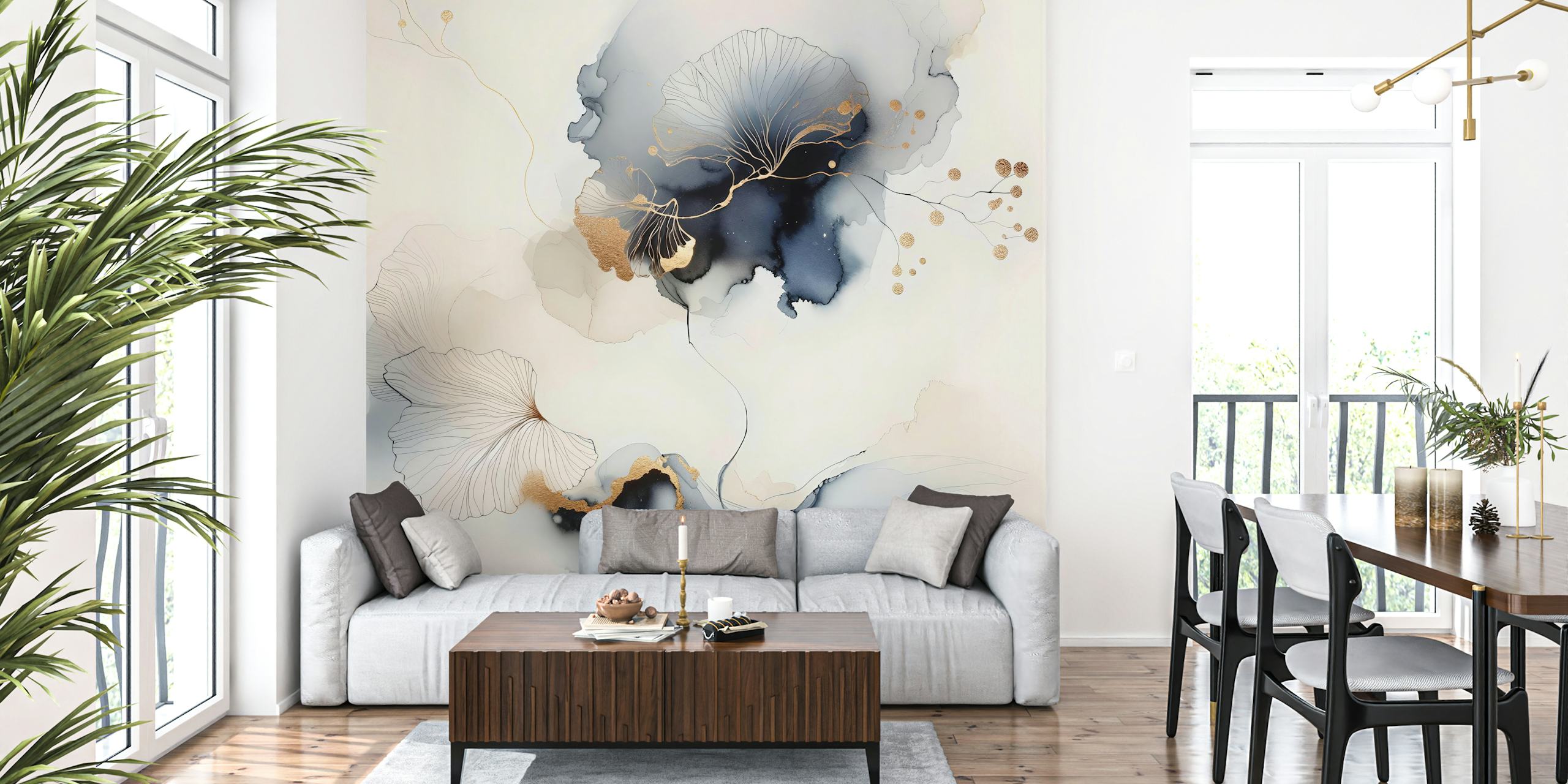 Papel de parede Gilded Botanica Elegance em um quarto