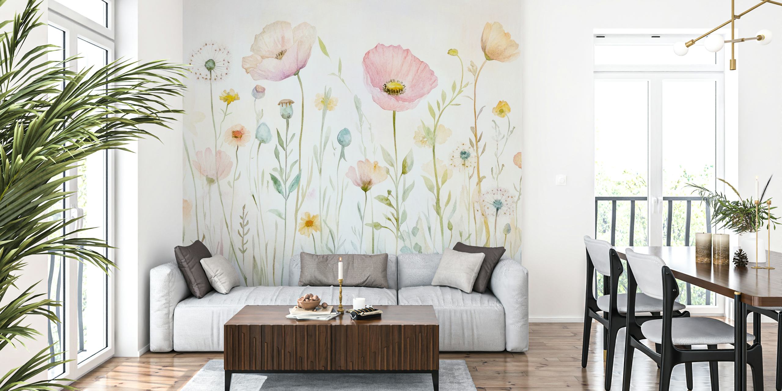 Pastel Wildflowers wallpaper i et rum