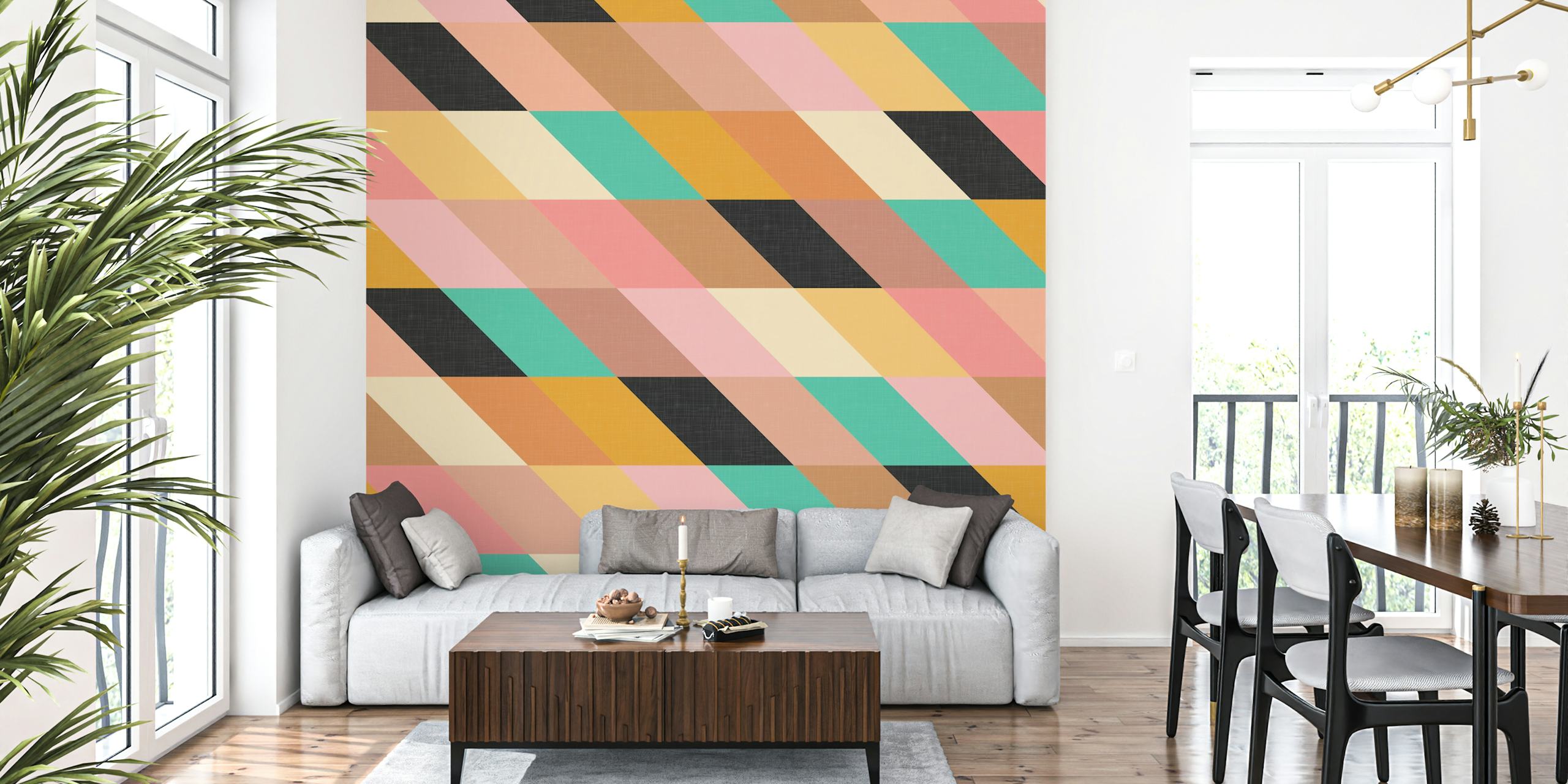Cheerful geometry wallpaper in a room