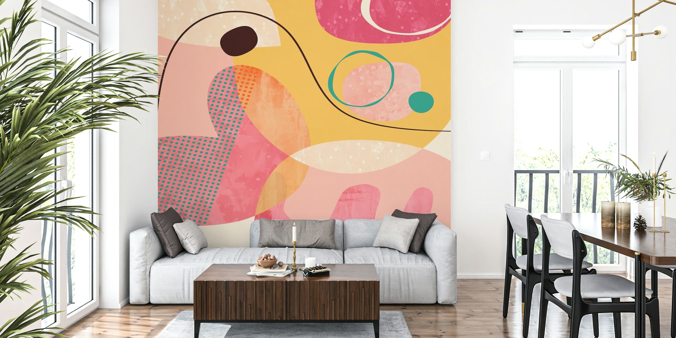 Love Party wallpaper in a vibrant room setting