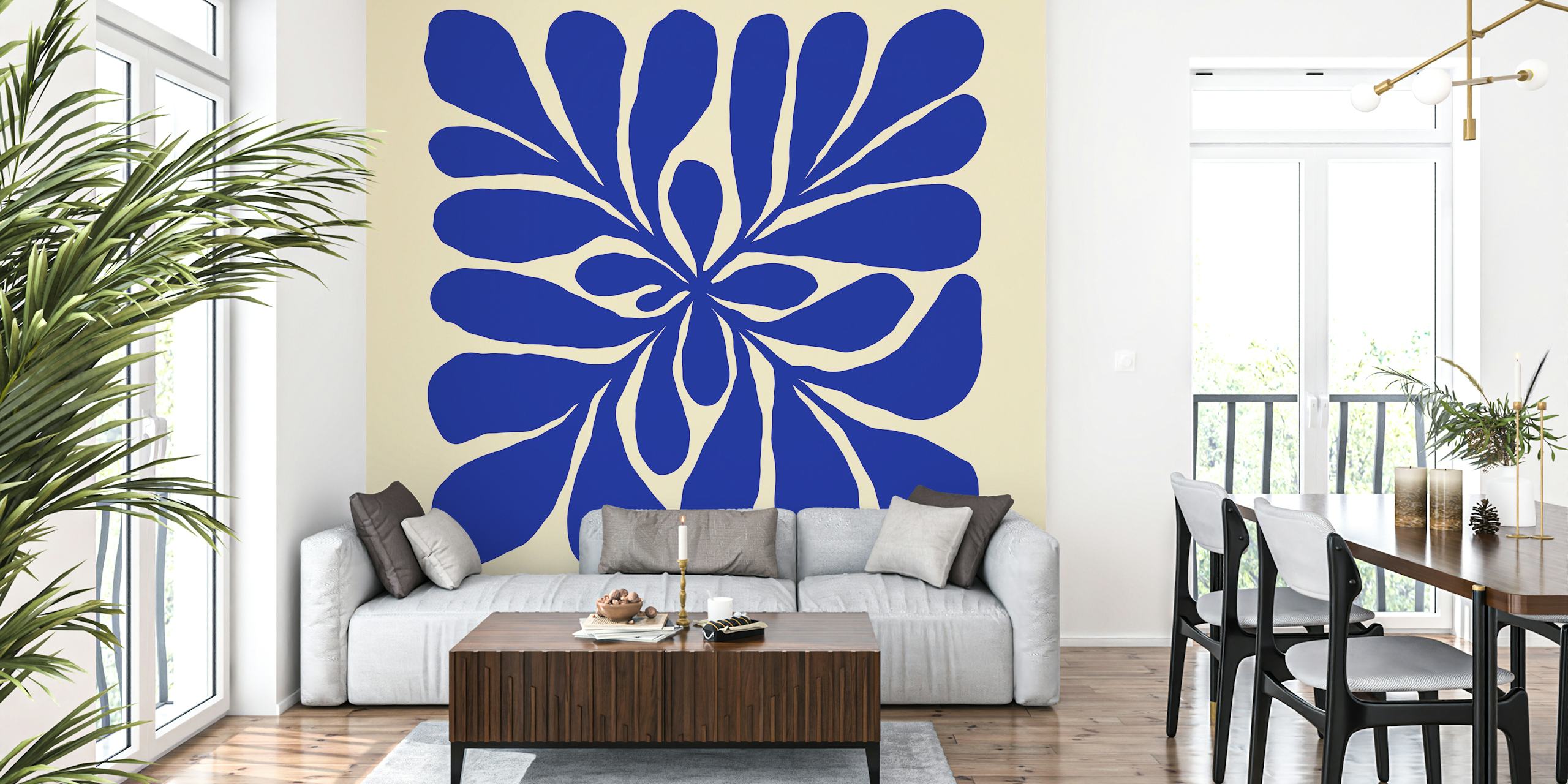 Ταπετσαρία Modern Blue Blossom σε ένα δωμάτιο