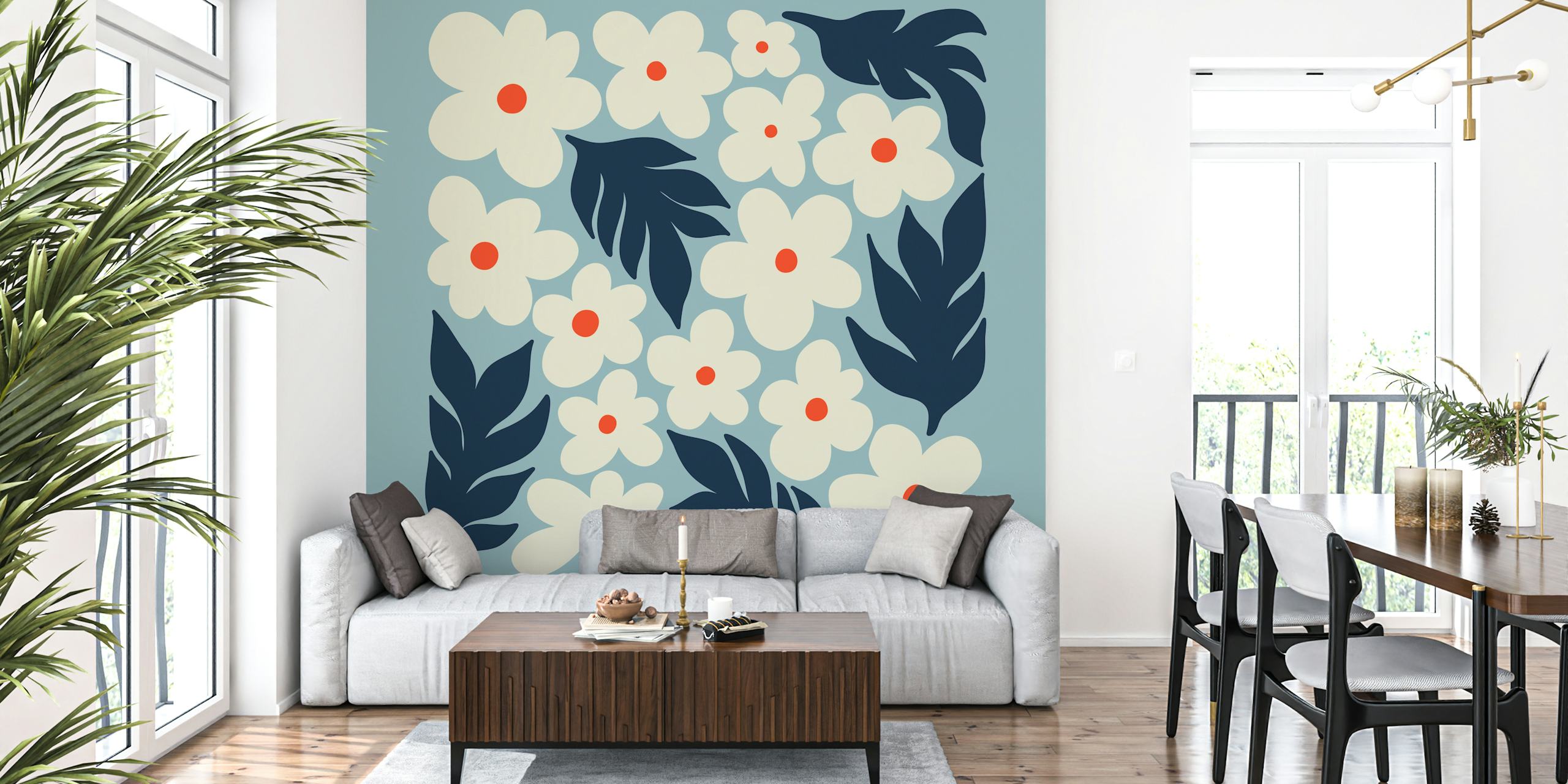 Bloemenbehangontwerp in een kamer