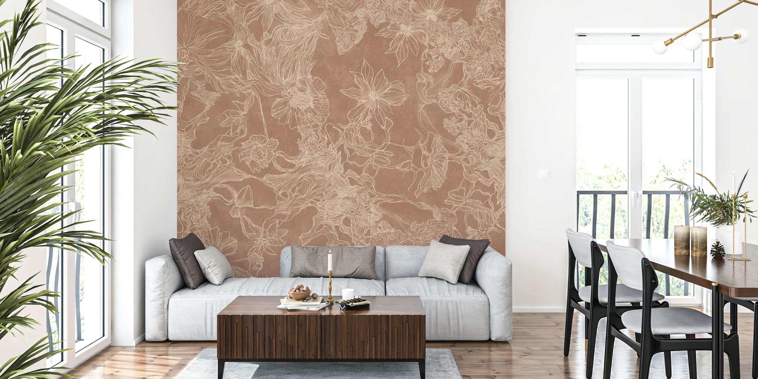 Delicate Floral Harmony behang in een kamer