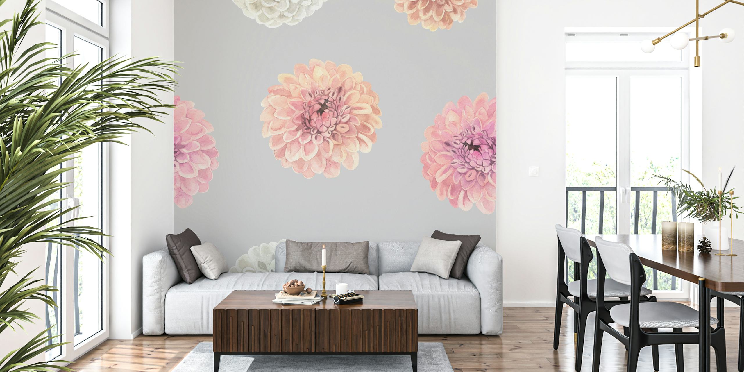 Papier peint Blossoming Dahlia Elegance dans une pièce