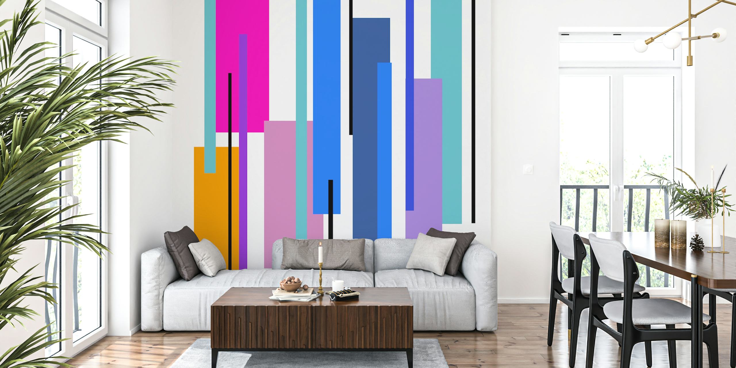 Tapeta Lines Art u modernoj sobi