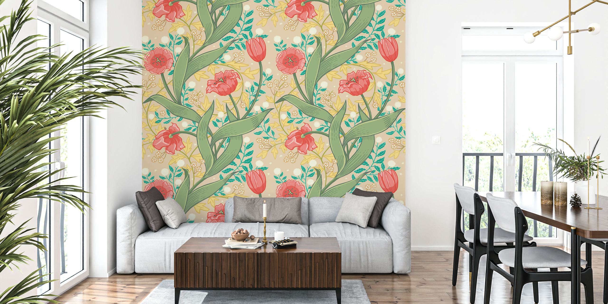 Springtime Floral Delight papel pintado en una habitación