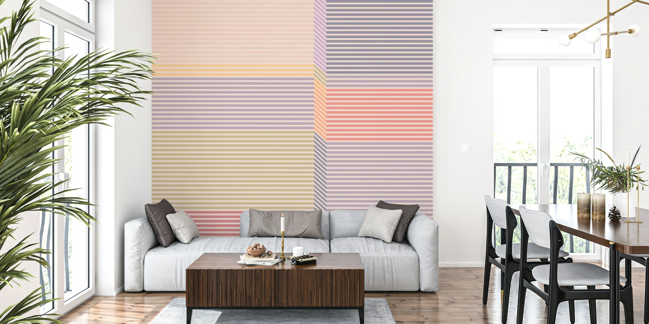 Bauhaus pastel stripes ταπετσαρία στο δωμάτιο